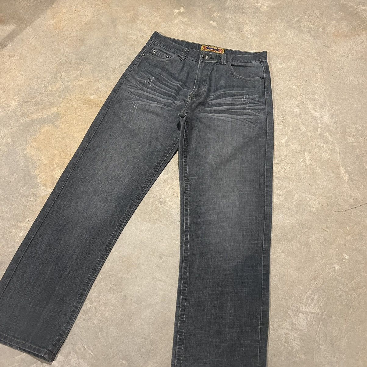 Affliction × Southpole × Vintage Crazy Vintage Y2K Embroidered Baggy Faded Jeans Cyber Size US 35 - 5 Thumbnail