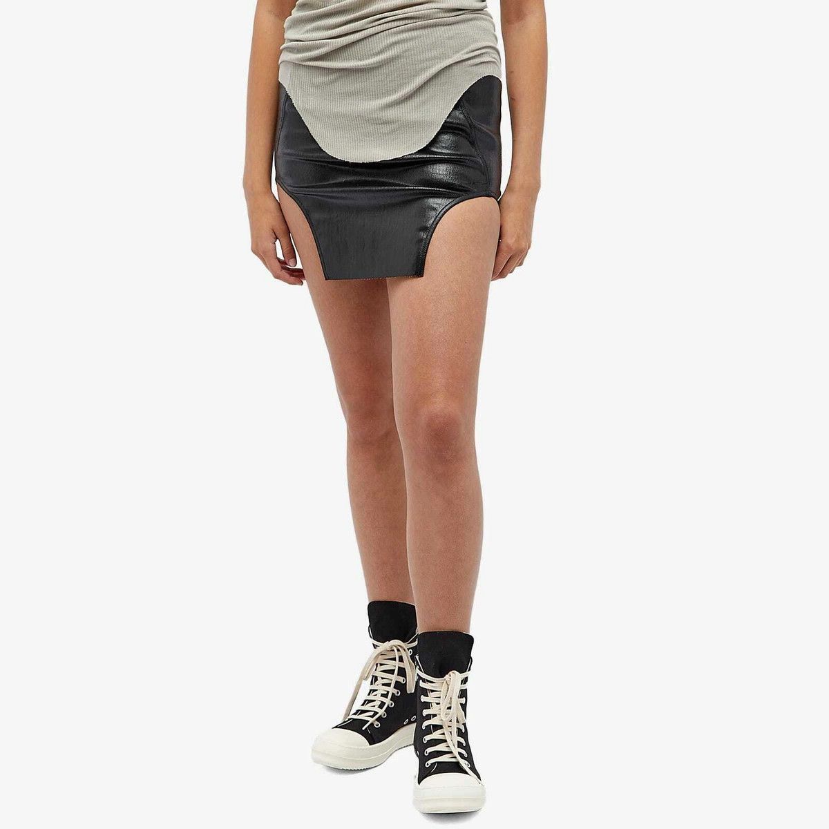 Rick Owens o1y0126 Mini Skirt in Black Size 28" / US 6 / IT 42 - 2 Thumbnail