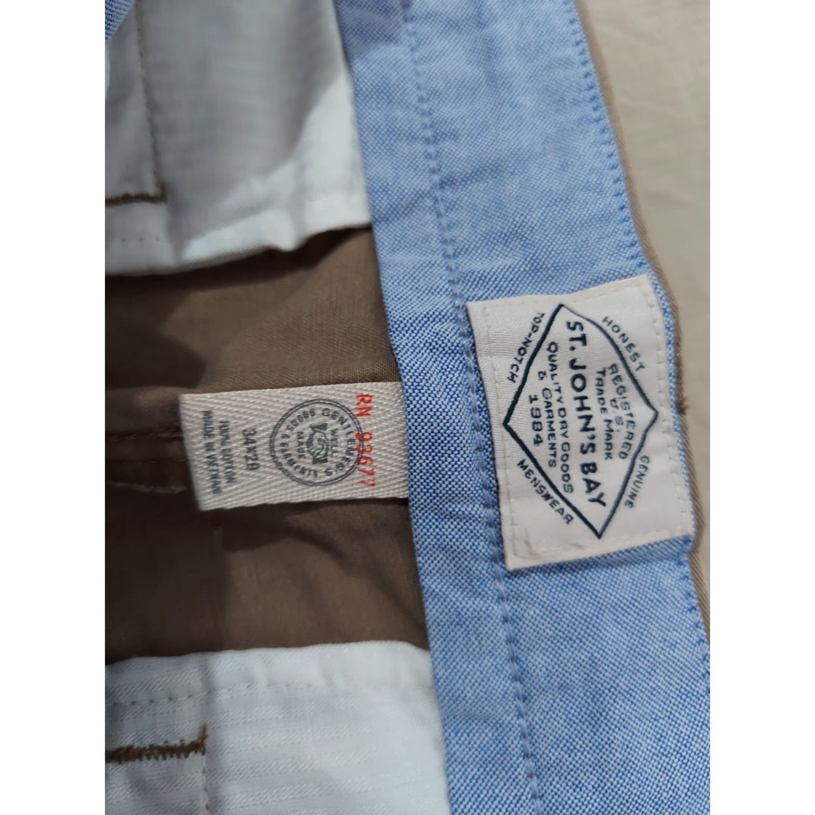 Vintage St. Johns Bay Mens Pants Khakis 34x29 Beige Cotton Slack Chino Dress Trousers Size US 34 / EU 50 - 5 Thumbnail