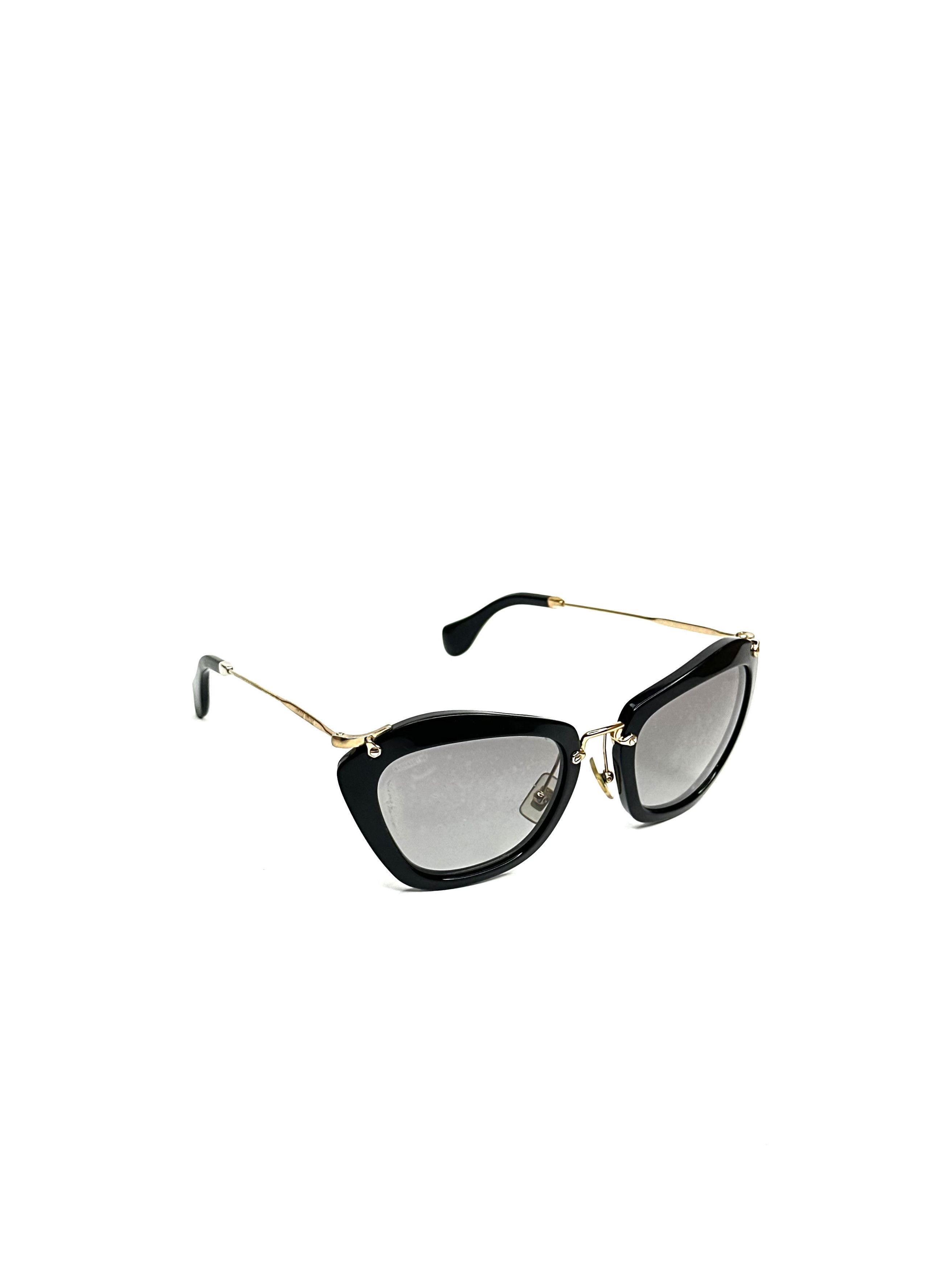 Miu Miu Miu Miu cateye black gold slim designer sunglasses Size ONE SIZE - 2 Thumbnail