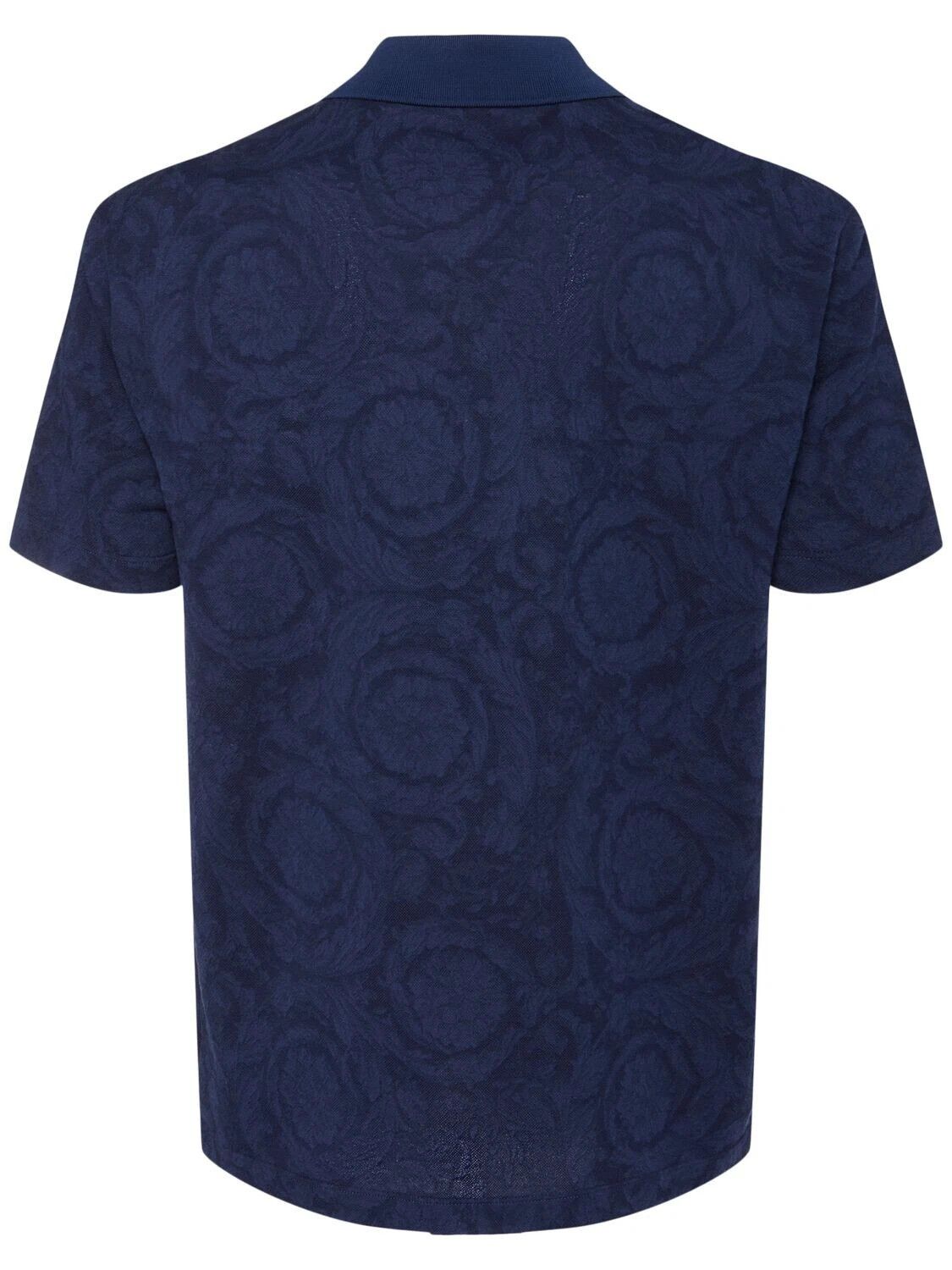 Versace VERSACE Barocco Blue Jacquard Cotton Polo New Auth Size US XXS / EU 40 - 2 Thumbnail