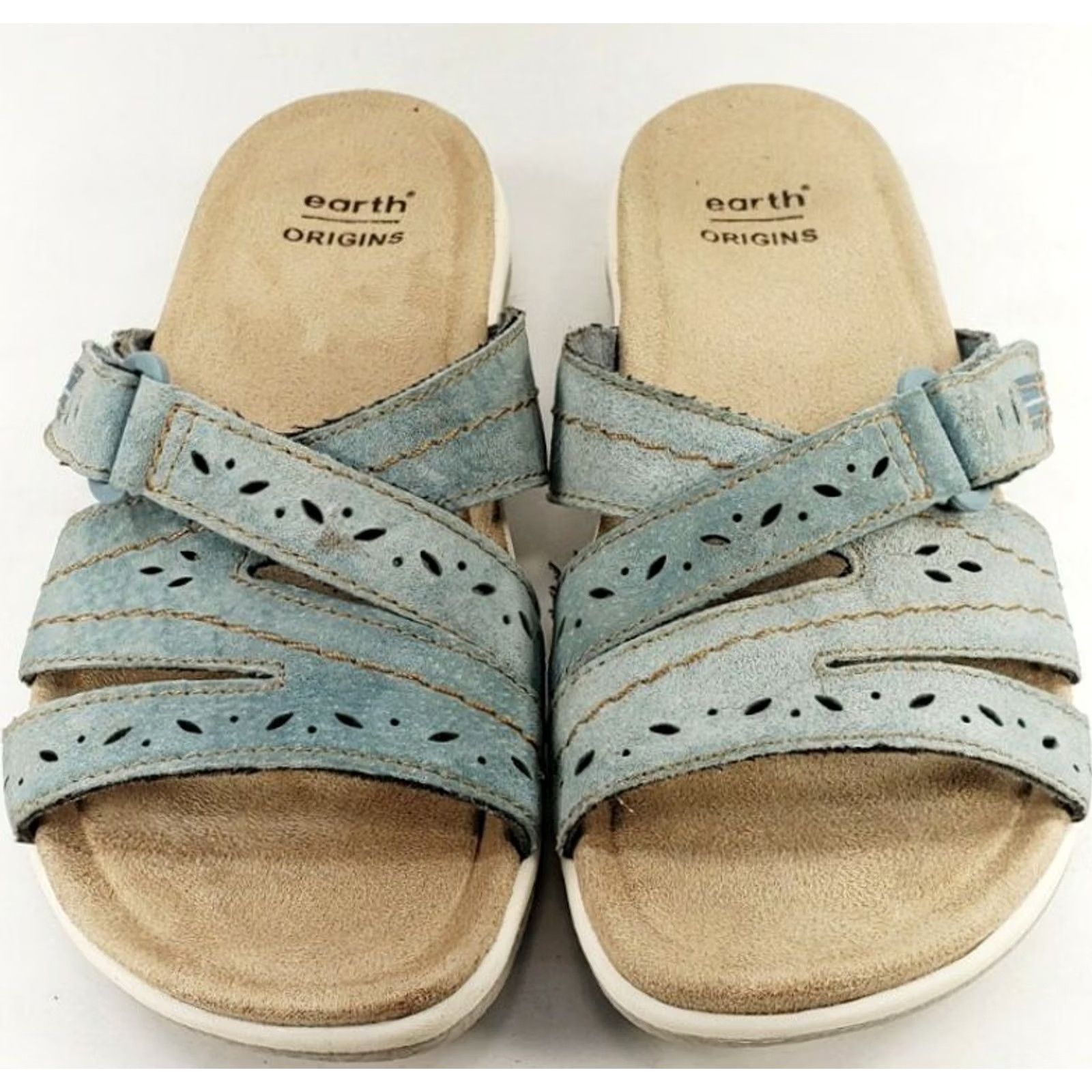 Vintage Earth Origins Savoy Shantel Slide Sandals Womens Morrocan Blue Tan 6M Size US 6 / IT 36 - 5 Thumbnail