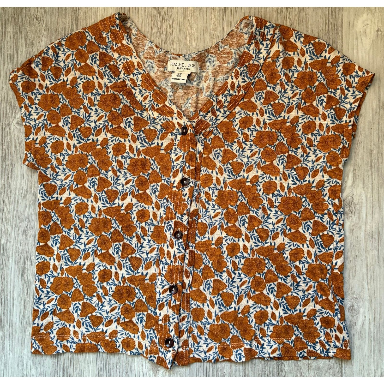 Rachel Zoe Rachel Zoe | Floral Linen Button Down Blouse | Medium Size M / US 6-8 / IT 42-44 - 1 Thumbnail