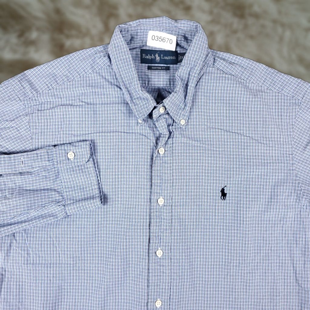 Ralph Lauren Ralph Lauren Shirt Mens 2XL Blue Plaid Button-Up Long Sleeve Cotton Polo Pony Casual Button-Down Mens Size US XXL / EU 58 / 5 - 1 Thumbnail