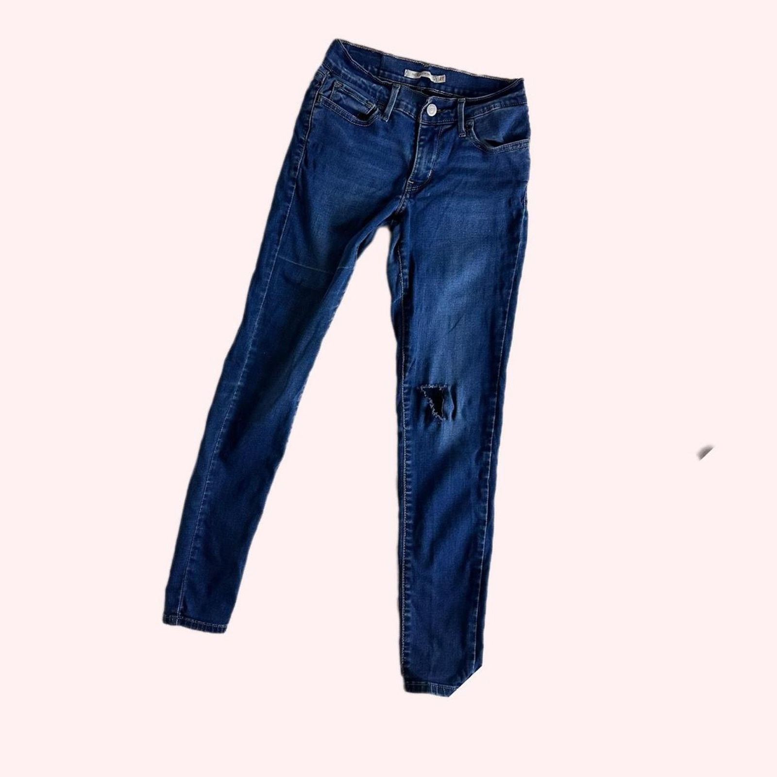 Levi's Levi's 710 Jeans Blue Super Skinny Distress Dark Wash Denim Size 27" / US 4 / IT 40 - 1 Thumbnail