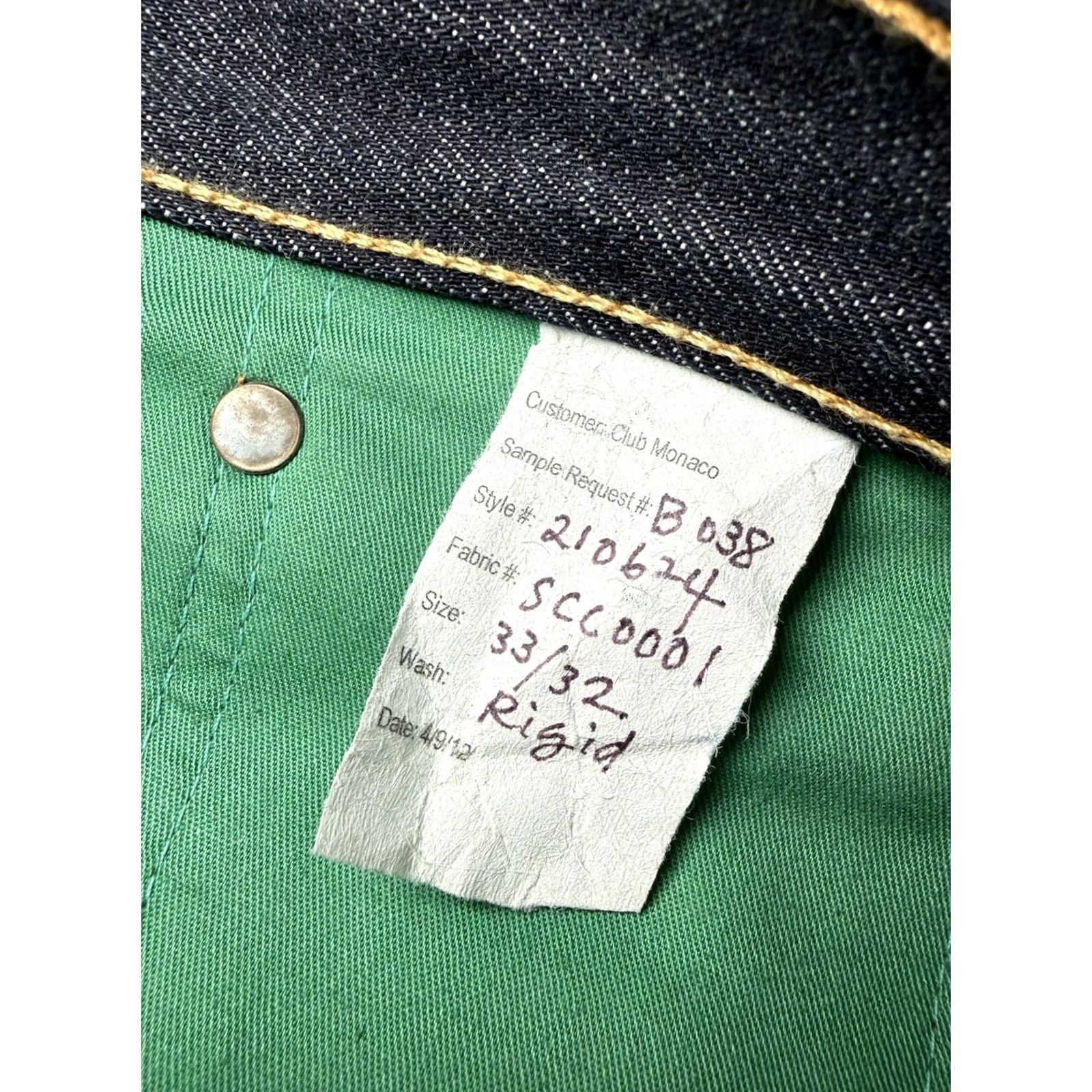 Club Monaco VINTAGE? CLUB MONACO Jeans Slim Indigo Dark Selvedge Denim 33x32 RARE SAMPLE Mens Slim Straight Blue Jeans 32 Inseam Regular Size 33 Size US 33 - 7 Thumbnail