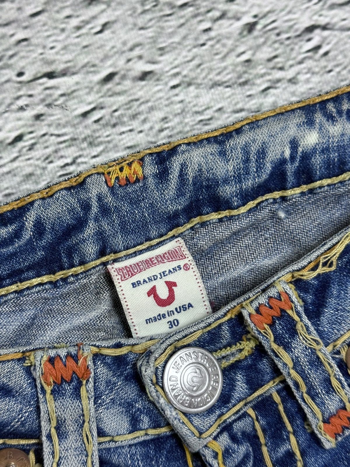 True Religion True Religion Vintage Bootcut Johnny Blue Gold Stitching Size 30" / US 8 / IT 44 - 10 Thumbnail