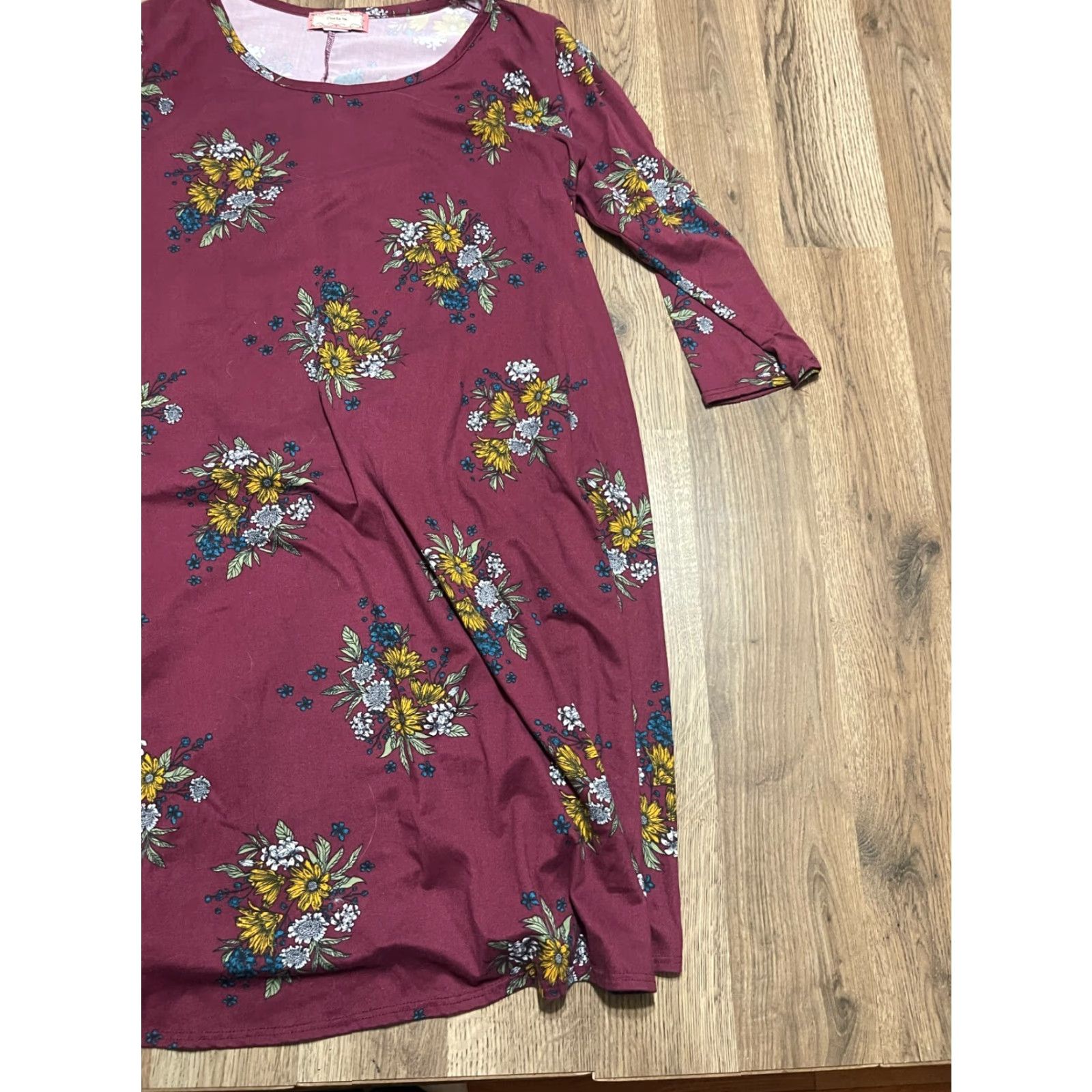 Vintage C'est La Vie Dress Women's Plus 2X Purple Floral Long Sleeve Size XXL / US 16-18 / IT 52-54 - 4 Thumbnail