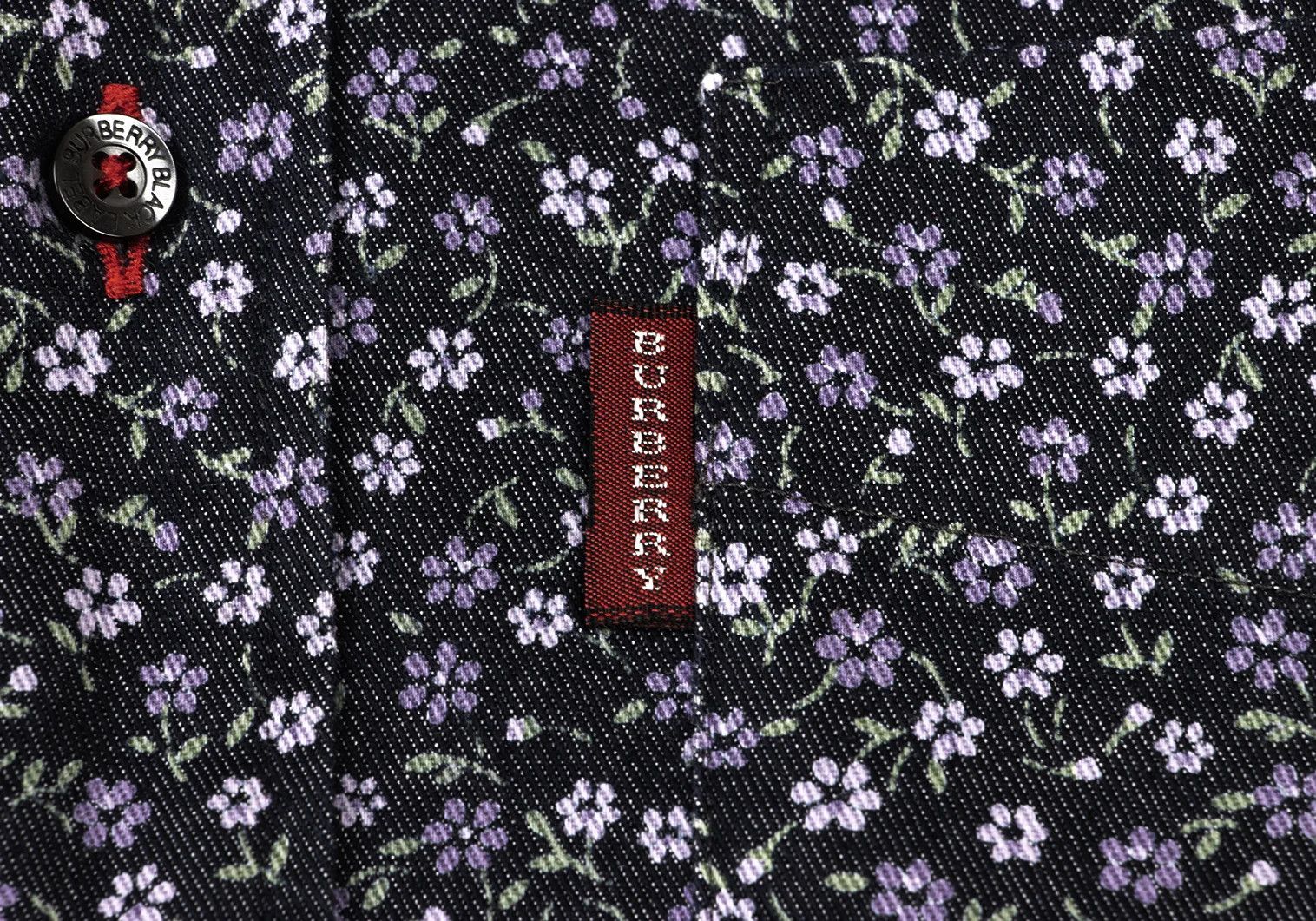 Burberry Floral Pattern Poly-Cotton Shirt in Navy Purple Green Size US M / EU 48-50 / 2 - 8 Thumbnail