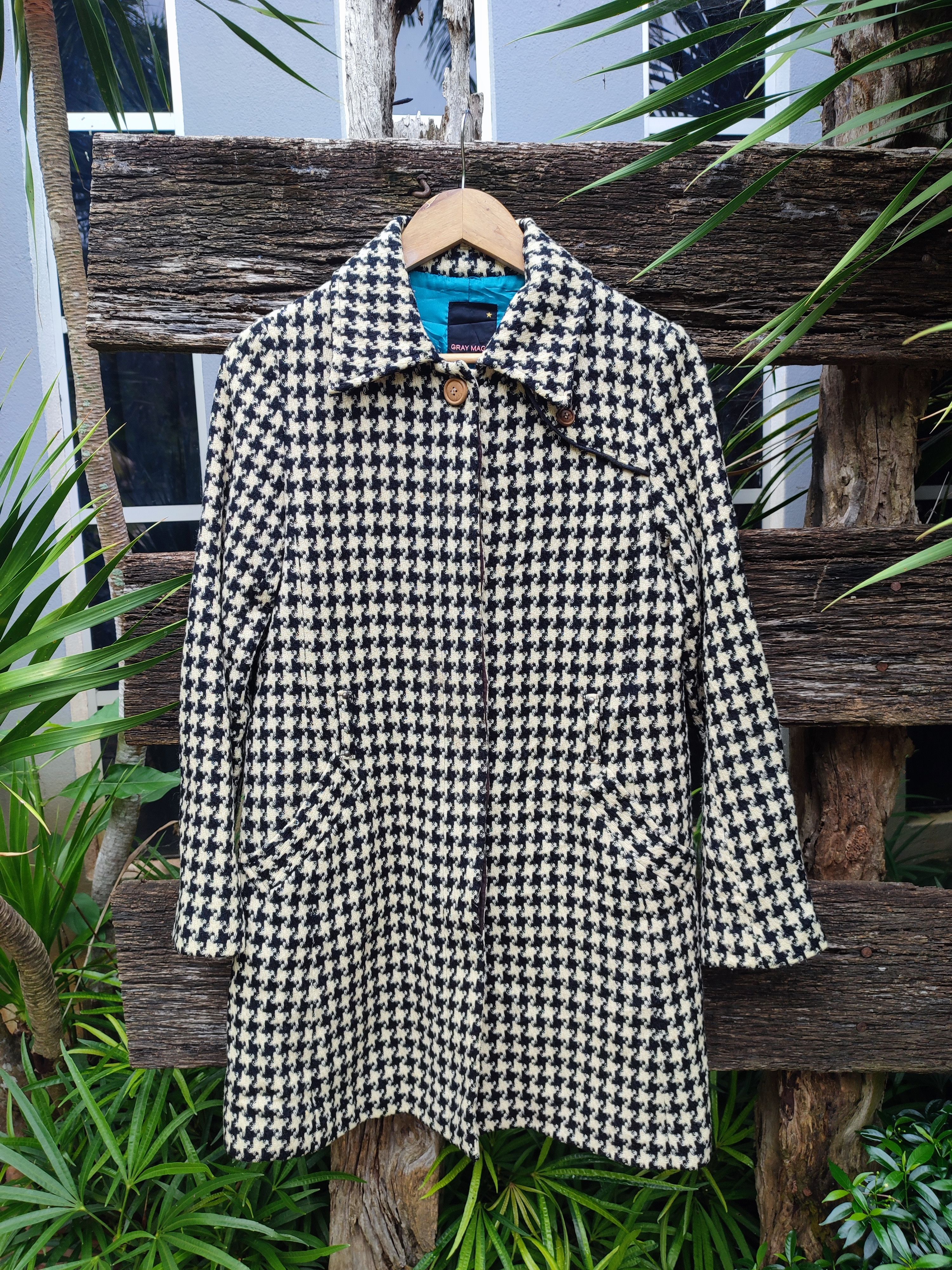 image of Designer Steal Gray Magic Wool Jacket in Black White, Women's (Size Medium)