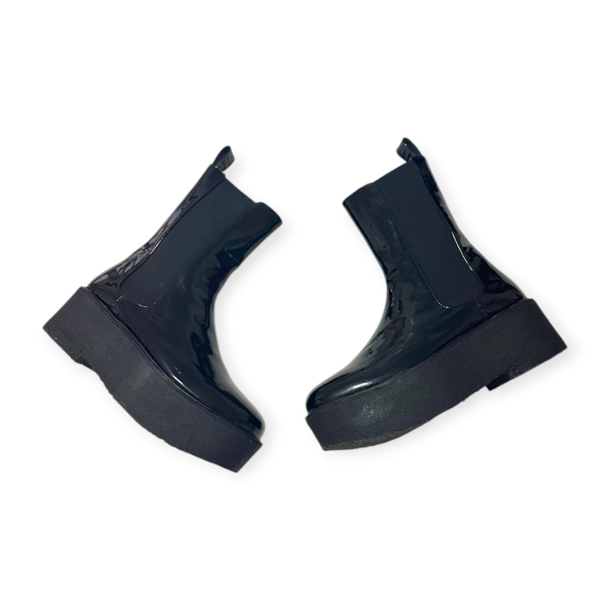 Staud Staud Palamino Black Patent Leather Platform Chelsea Boots, Size US 10 / IT 40 - 11 Thumbnail