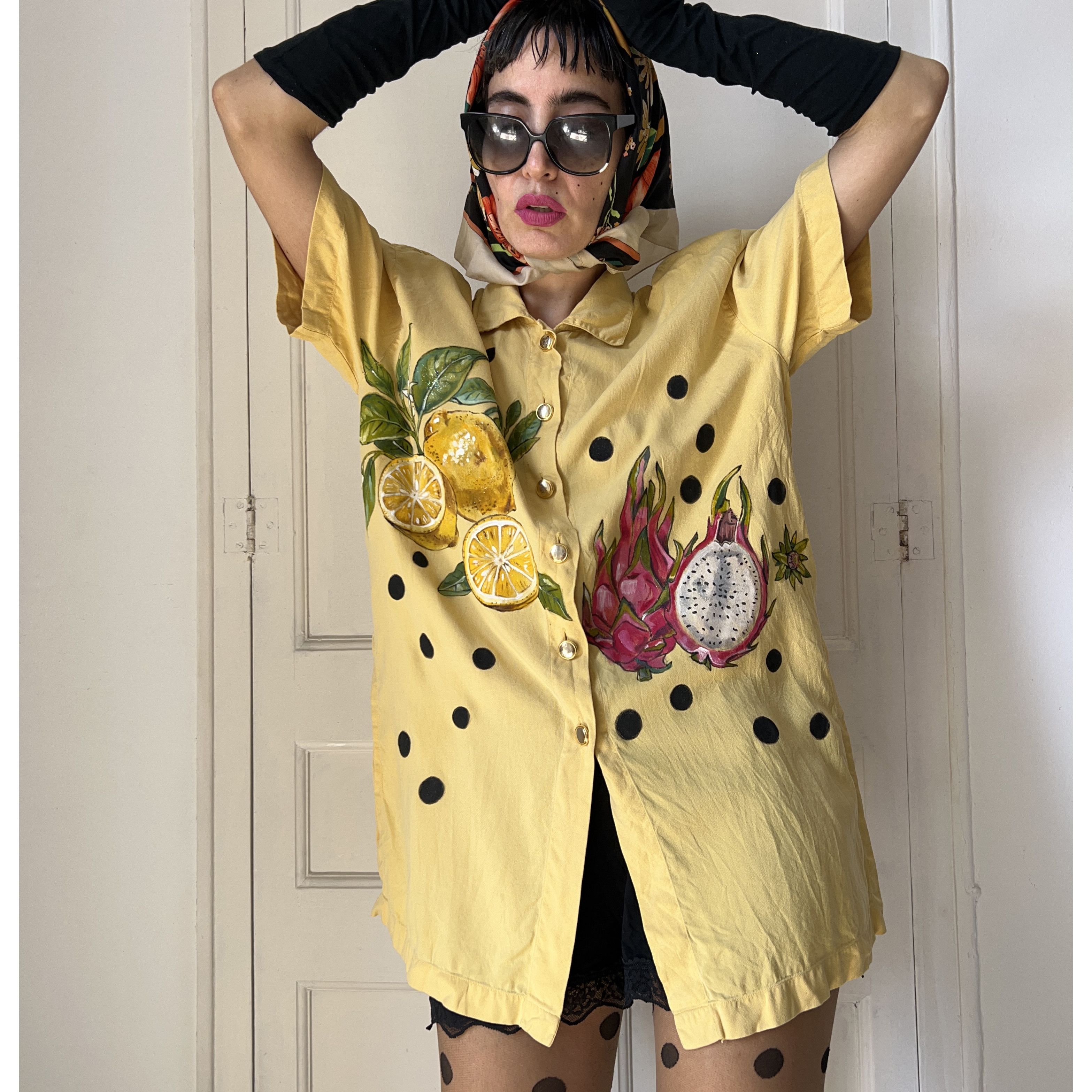 Escada Hand Painted Escada Reworked Fruits Polka Dots Blouse Size M / US 6-8 / IT 42-44 - 8 Thumbnail
