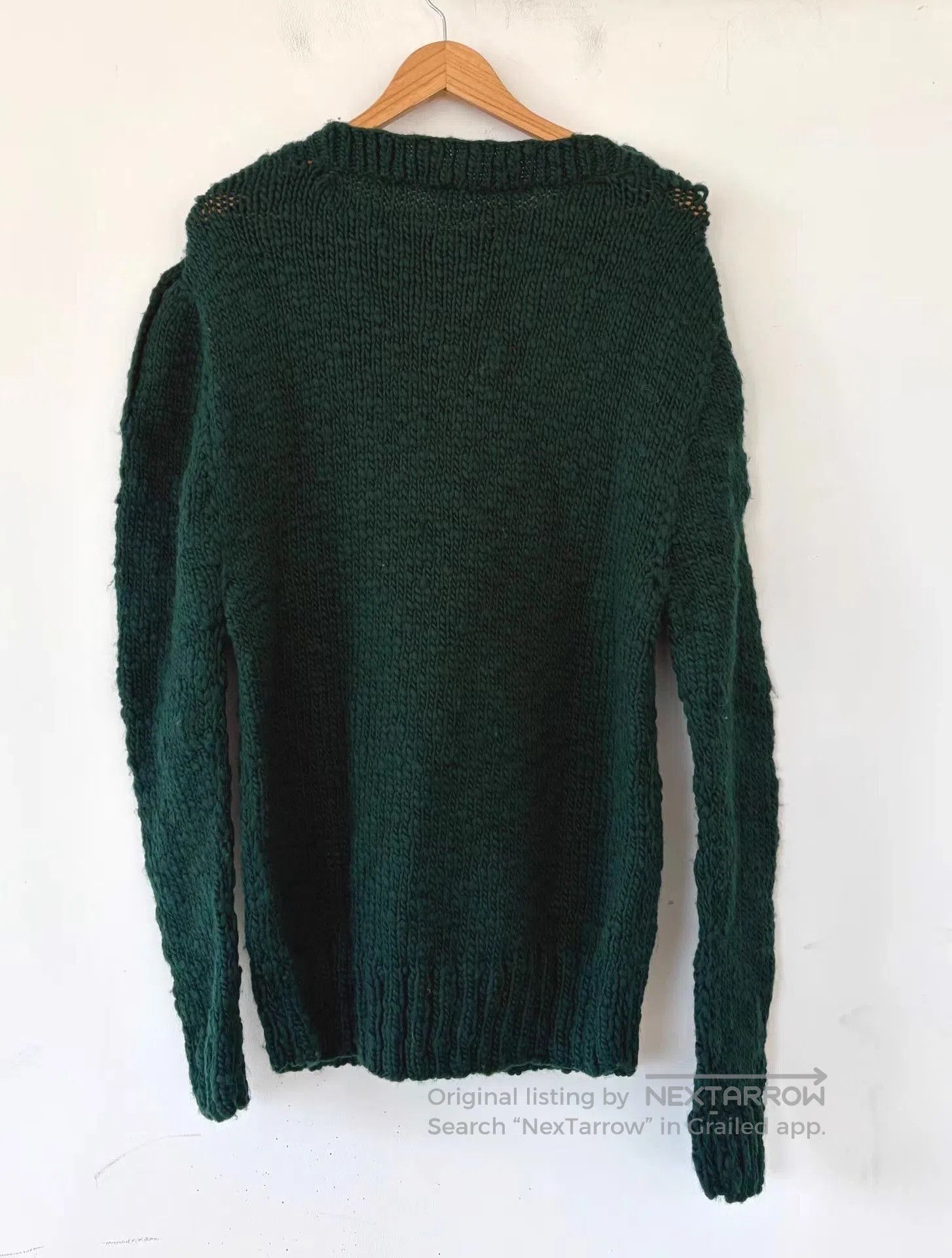 Ann Demeulemeester Green Long Sleeve Knit Sweater with Button Shoulders. Size US XXS / EU 40 - 7 Thumbnail