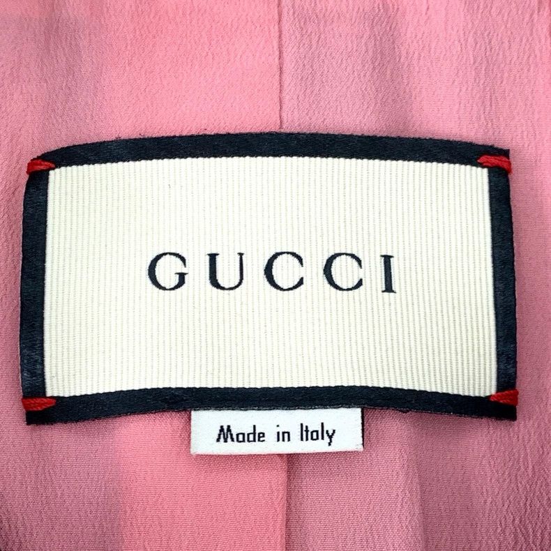 Gucci Gucci Black lace sleeve pearl button mulberry silk V-neck l Size 44R - 5 Thumbnail