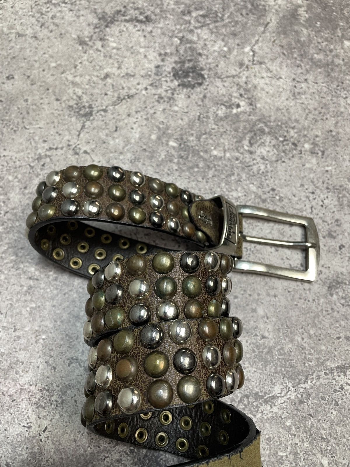 Vintage Diesel Belt Y2K Rhinestones Punk Leather size 32/34