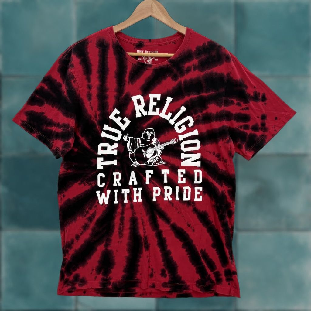 True Religion VINTAGE True Religion Shirt Mens L Red Black Buddha Shade Tie Dye Graphic Logo Y2K Size US L / EU 52-54 / 3 - 1 Thumbnail