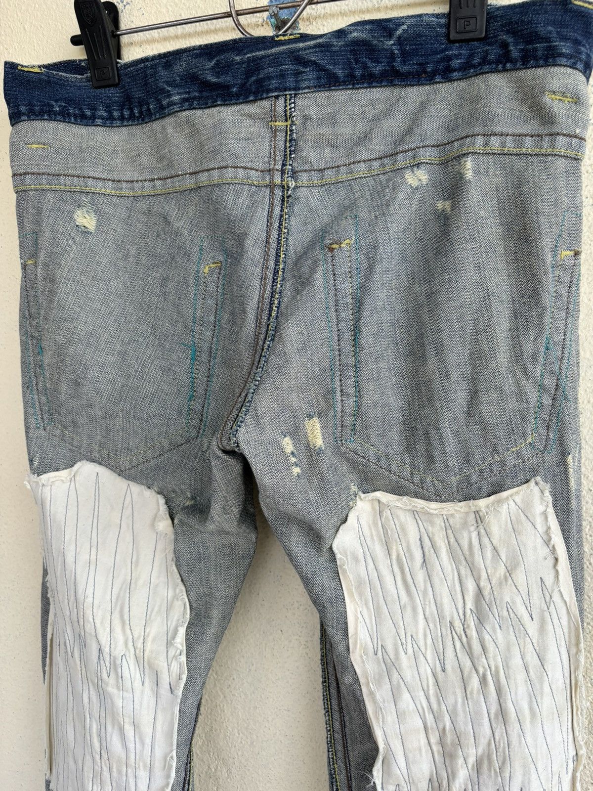 Japanese Brand Mud Wash Ripped Trashed Semi Bootcut Jean Size US 35 - 17 Thumbnail