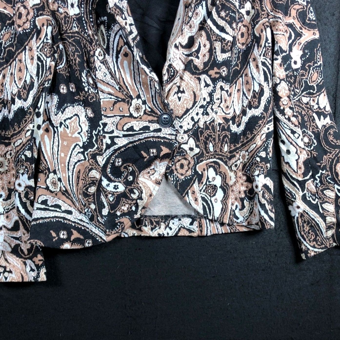 Coldwater Creek Coldwater Creek Jacket Womens Black Brown Paisley Button Collared Petite 6P Size M / US 6-8 / IT 42-44 - 3 Thumbnail