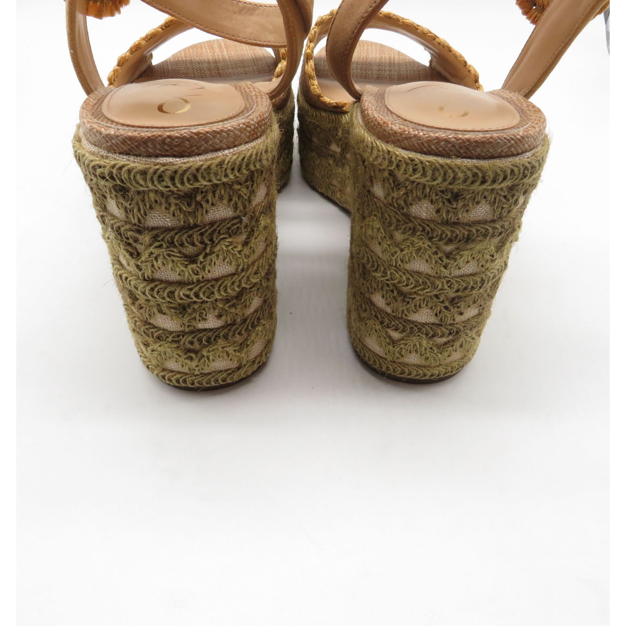 Sam Edelman Sam Edelman Amber Tan Raffia Suede Platform Wedge Sandals US Size US 10 / IT 40 - 6 Thumbnail
