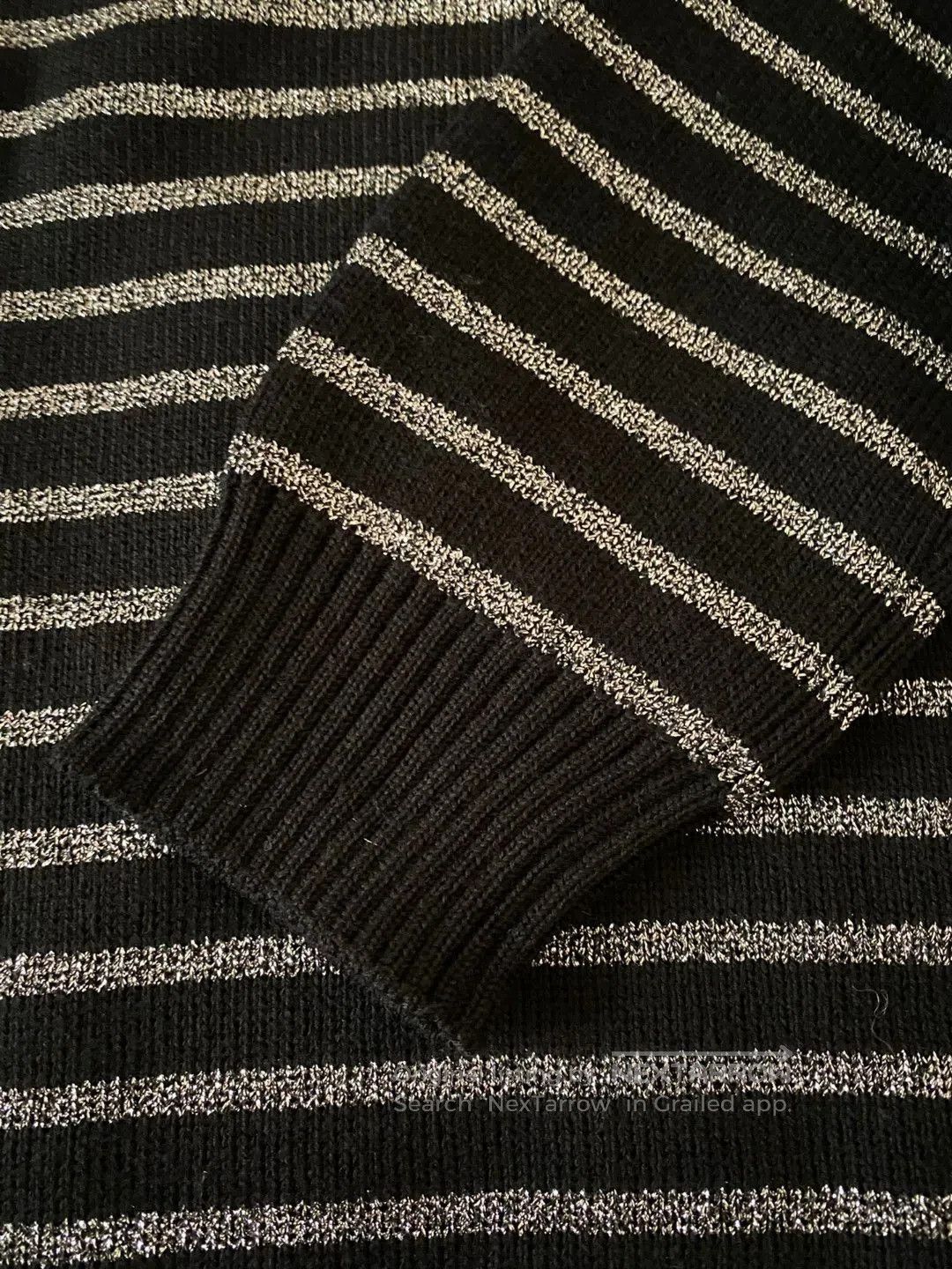Saint Laurent Paris Saint Laurent Men's Silver Stripe Wool Sweater. Size US M / EU 48-50 / 2 - 5 Thumbnail