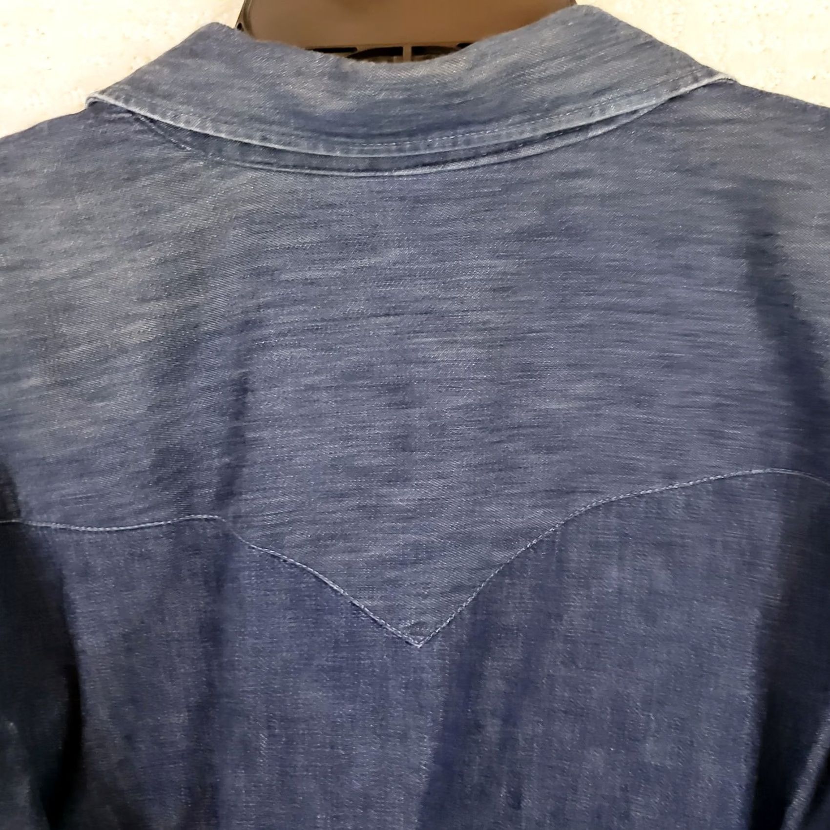 Denime Blue Denim Pearl Snap Shirt L Long Sleeve Pocket Work Casual Farm Cowboy Men's Size US L / EU 52-54 / 3 - 6 Thumbnail