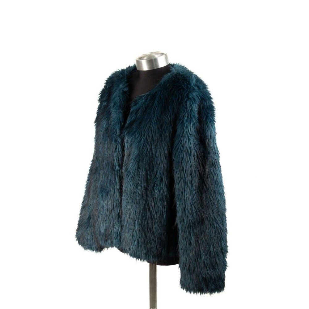 Other MODA International Faux Fur Jacket Rare Blue Pockets Size L Size M / US 6-8 / IT 42-44 - 3 Thumbnail