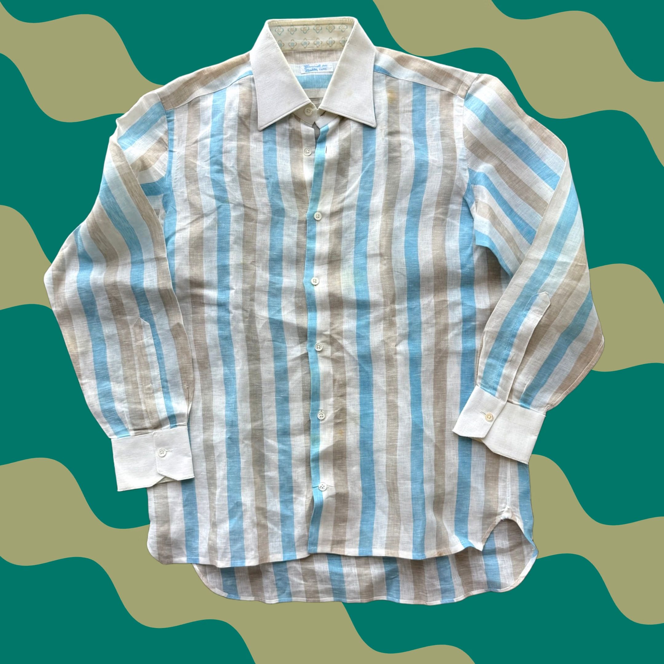 Vintage VINTAGE Giampaolo Capri Italy Lino 100% Linen Striped Blue Button Down L Shirt Men Size US L / EU 52-54 / 3 - 1 Thumbnail