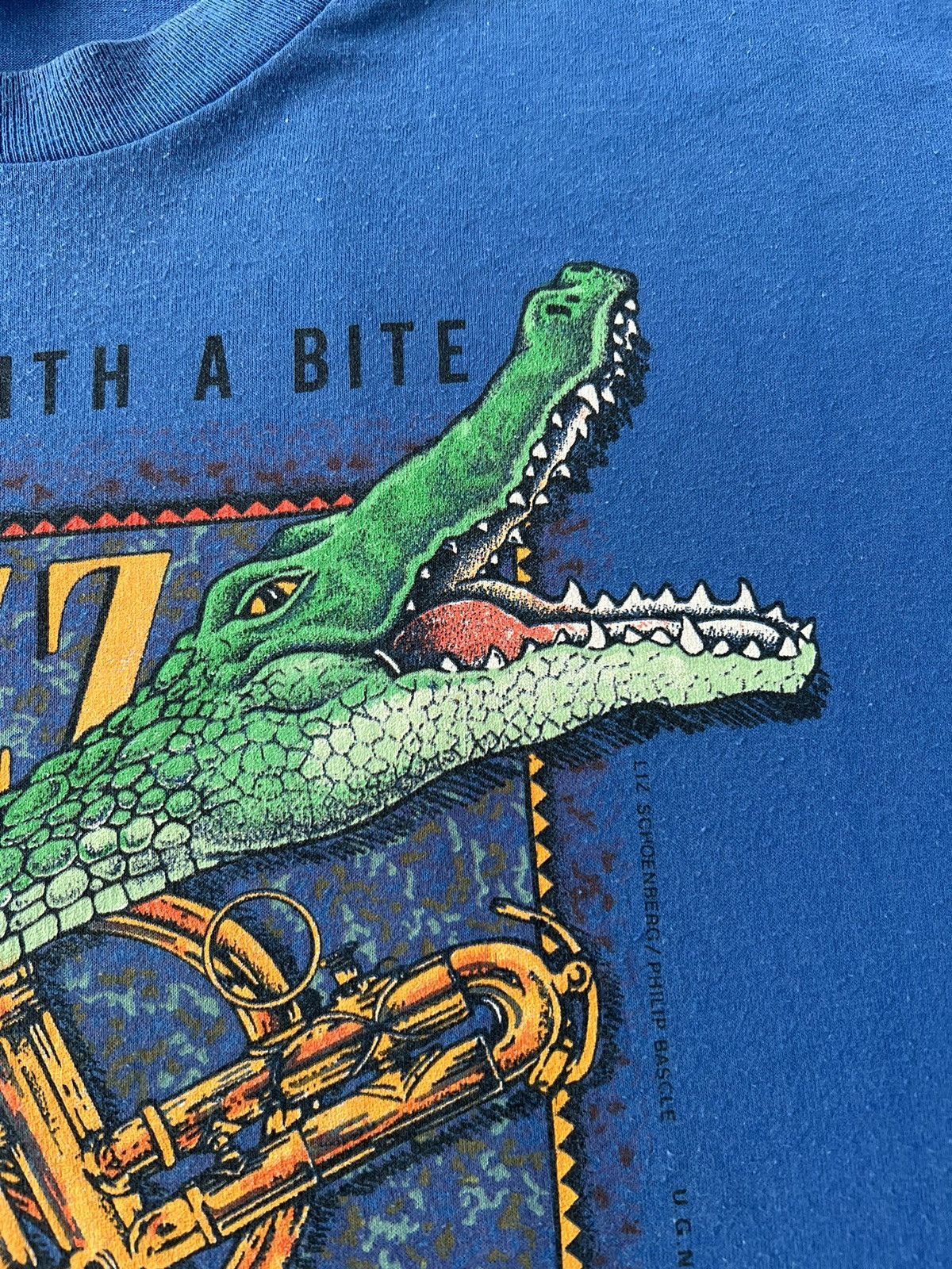 Vintage Vintage 1988 New Orleans Jazz USA Crocodile Blue T-shirt Size US L / EU 52-54 / 3 - 6 Thumbnail