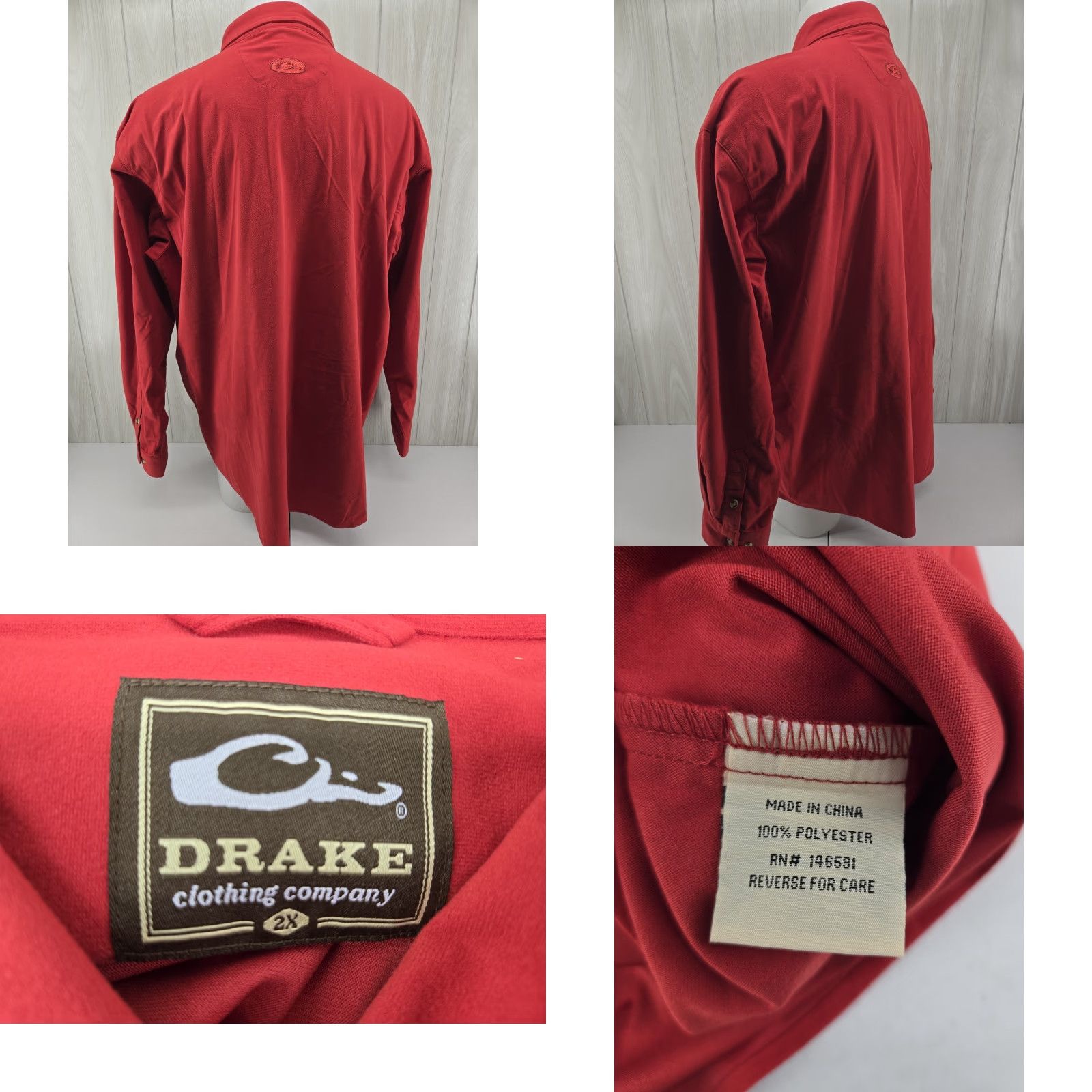 Vintage Drake Waterfowl Flannel Shirt Mens 2XL Red Polyester Button-Up Long Sleeve Casual Vintage: No Size US XXL / EU 58 / 5 - 8 Thumbnail