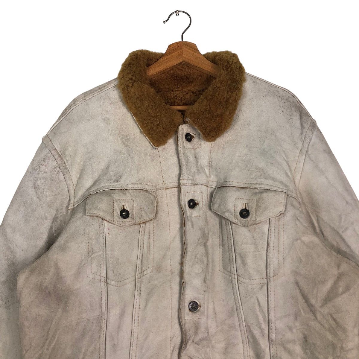 Japanese Brand 🔥Vtg Shearling Genuine Leather Jacket Gap 1969 Issey Miyake Size US XL / EU 56 / 4 - 3 Thumbnail
