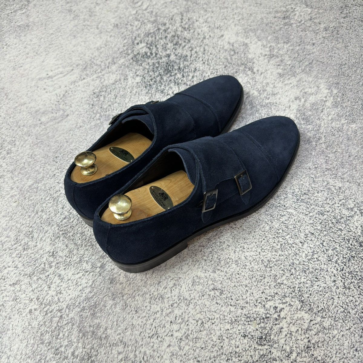 Designer John White Mens Navy Suede Double Monks US10-10.5 28-28.5cm Size US 10 / EU 43 - 10 Thumbnail