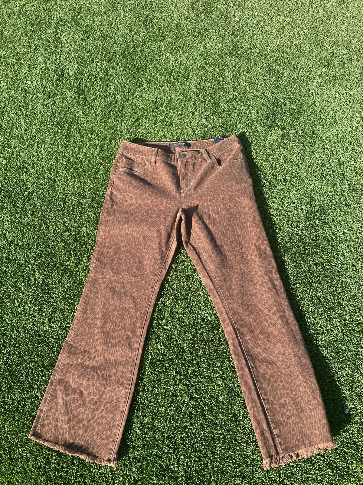 Other Cheetah Print Crop Flare Jeans Size 27" / US 4 / IT 40 - 1 Thumbnail
