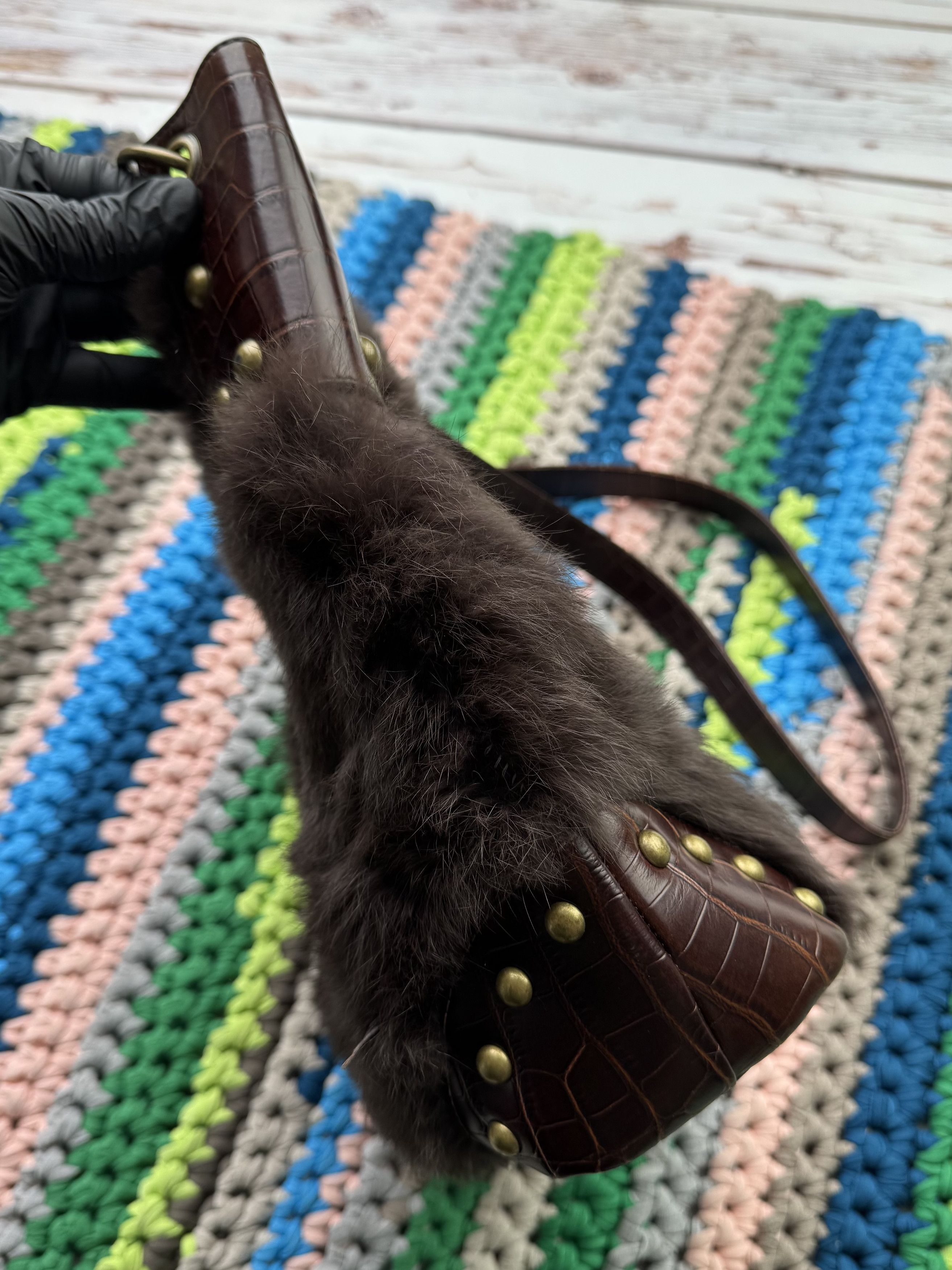 Japanese Brand Vintage Bag With Real Fur D15(ET1) Size ONE SIZE - 7 Thumbnail