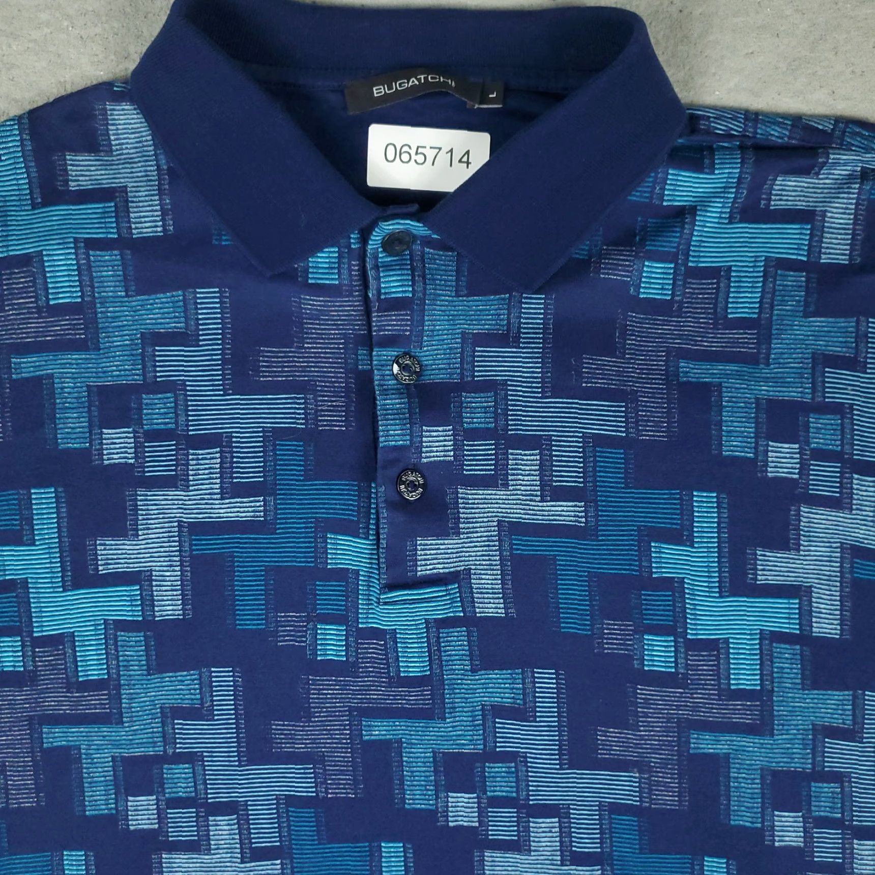 BUGATCHI BUGATCHI Polo Shirt Mens L Blue Geometric Casual Short Sleeve Shirt Mens Size US L / EU 52-54 / 3 - 2 Thumbnail