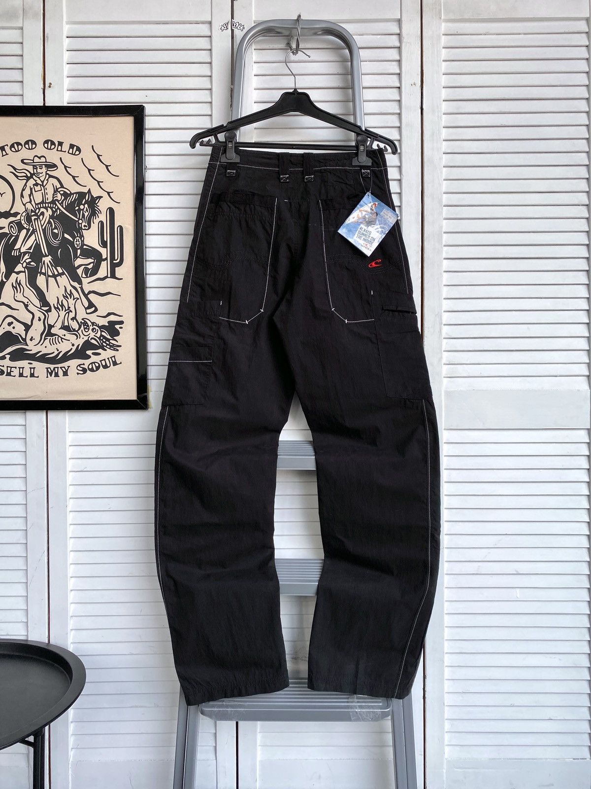 Vintage O’Neil Nylon Cargo Pants Black Baggy Y2K