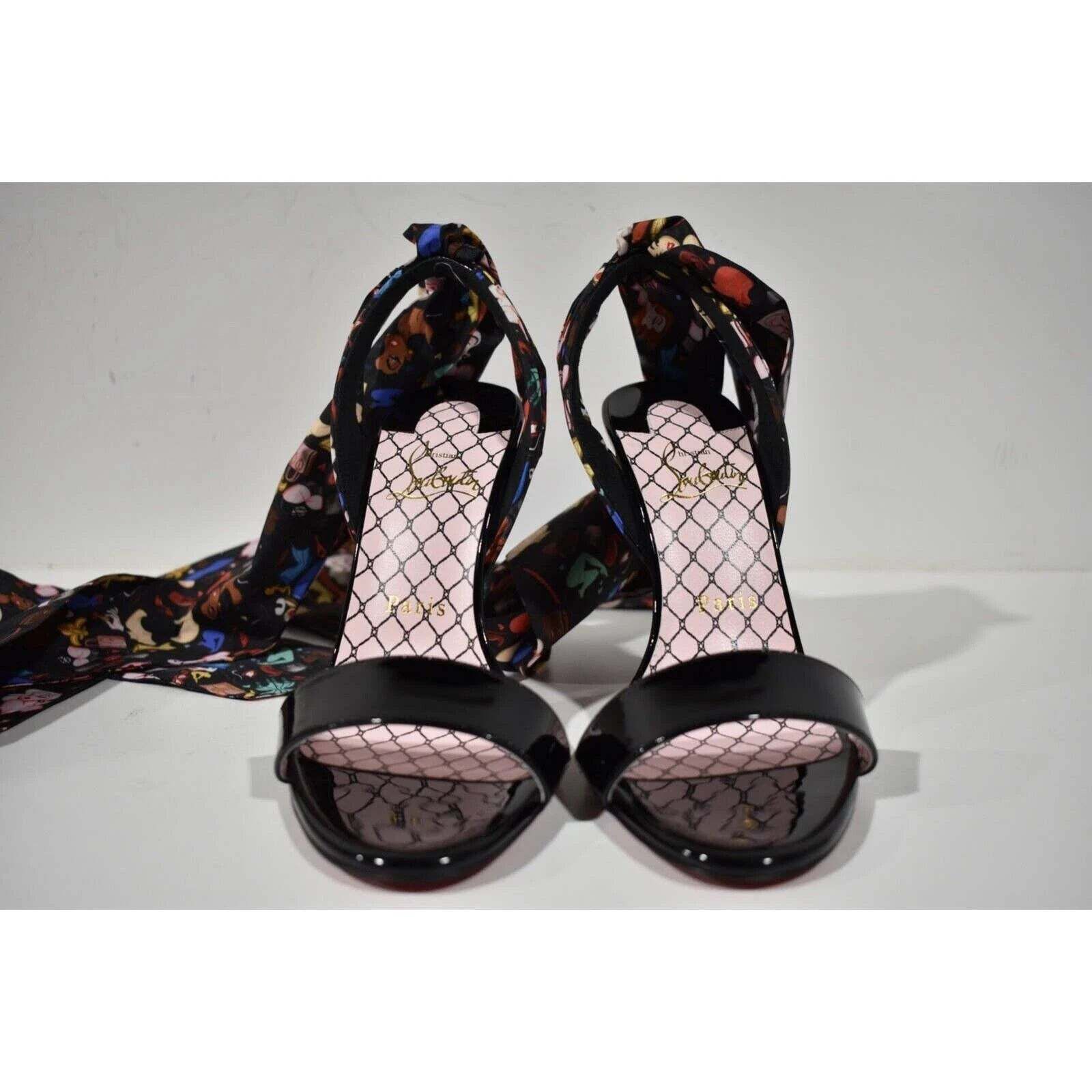 Christian Louboutin Fetish Du Desert 100 Black Lace Up Tie Sandal Heel Pump 37 Size US 7 / IT 37 - 6 Thumbnail