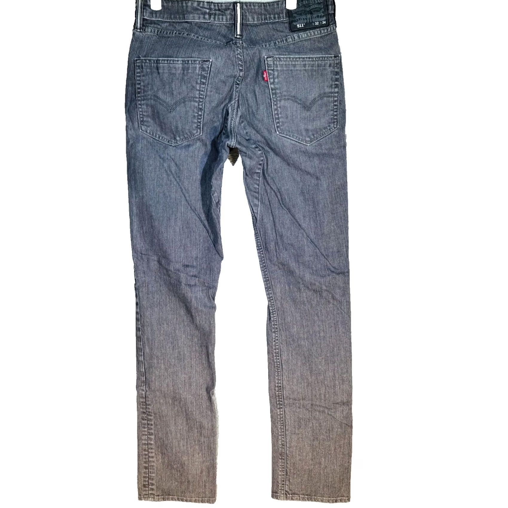 Levi's Levi's 511 Jeans Mens Slim Gray Light Wash Zip Fly Tapered 32x33 Denim Stretch Pockets Logo 5-Pocket USA Vintage: No Size US 32 / EU 48 - 2 Thumbnail