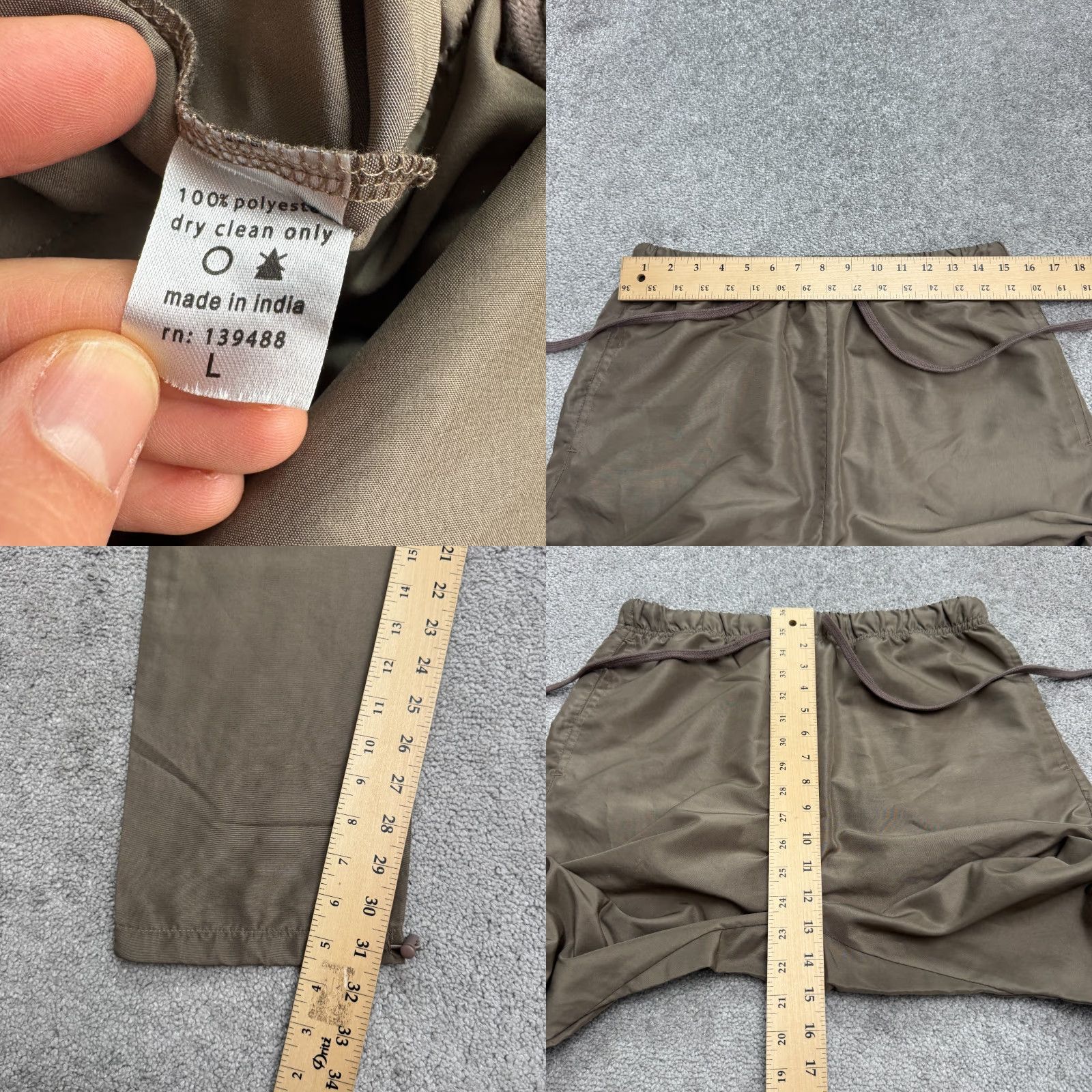 MNML MNML Lightweight Track Pants Womens Large Brown Toggle Hem Elastic Waist 30x31 Size 36" / US 14 / IT 50 - 8 Thumbnail