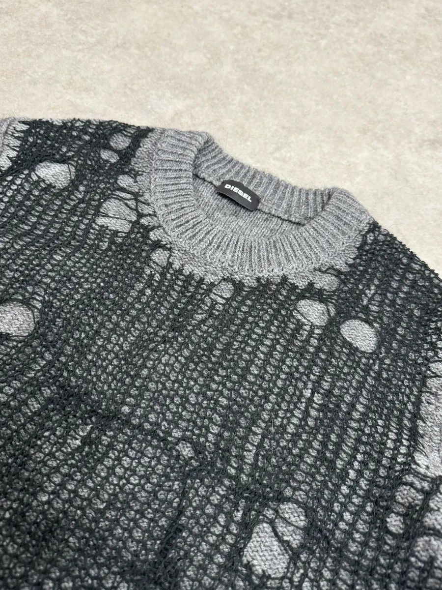 Diesel Diesel Grey & Black Net Contemporary Sweater Size US M / EU 48-50 / 2 - 6 Thumbnail