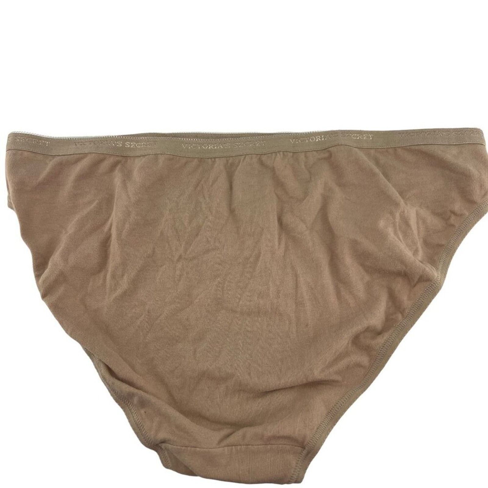 Victoria's Secret Victoria's Secret Solid Beige Cotton Hi Cut Leg Bikini Large Size ONE SIZE - 5 Thumbnail