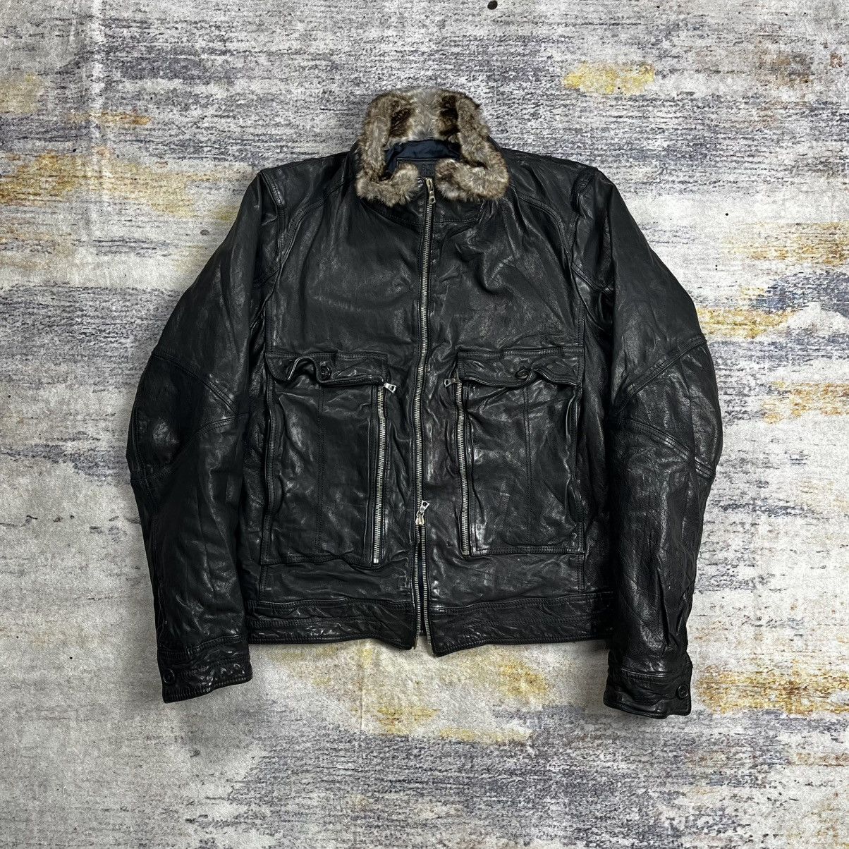 Neil Barrett Neil Barret wrinkled leather jacket fur collar Size US S / EU 44-46 / 1 - 2 Thumbnail