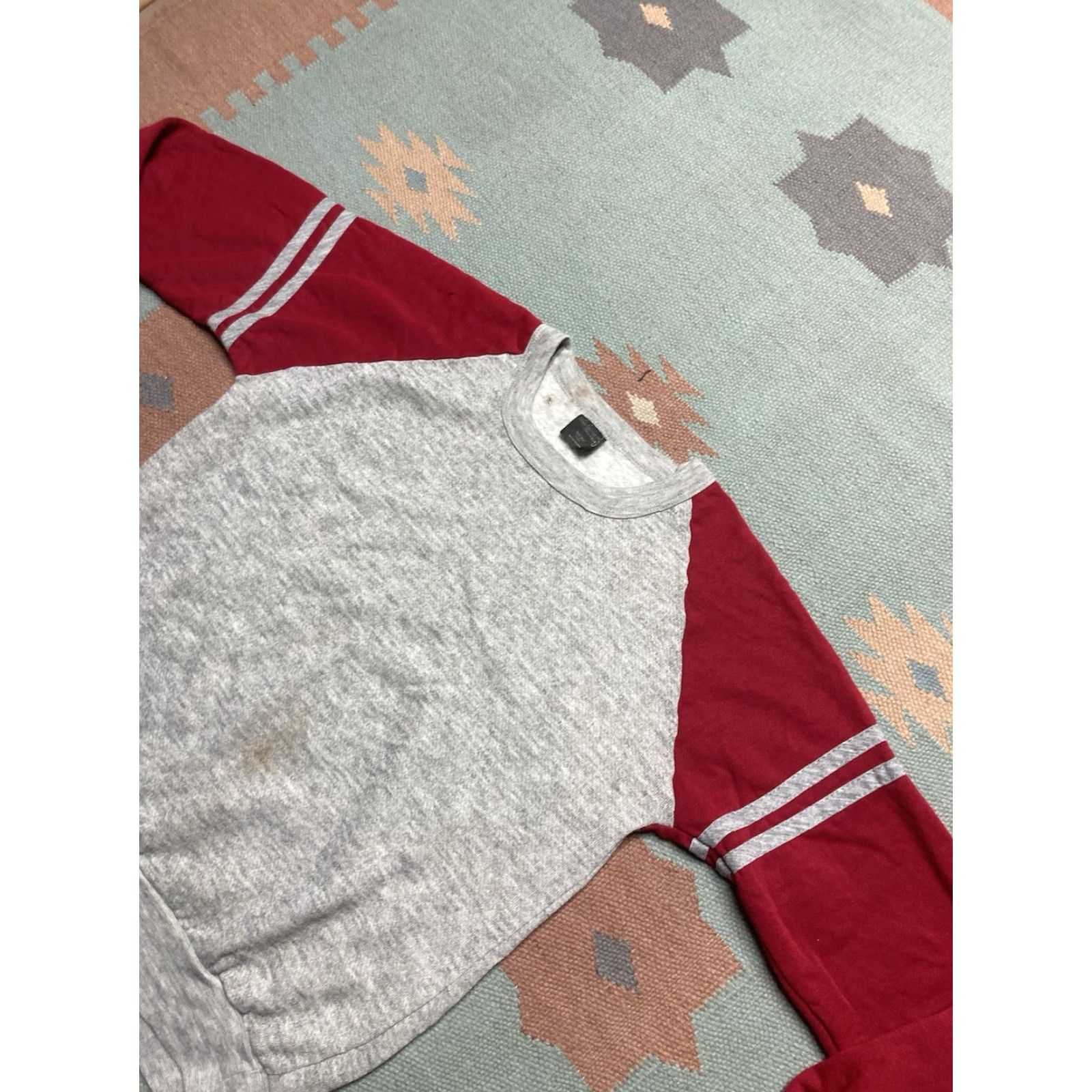 Vintage VINTAGE Sweatshirt 2 Tone Red Heather Gray Crewneck Pullover Adult Small 70s 80s Mens Shirt Size US S / EU 44-46 / 1 - 3 Thumbnail