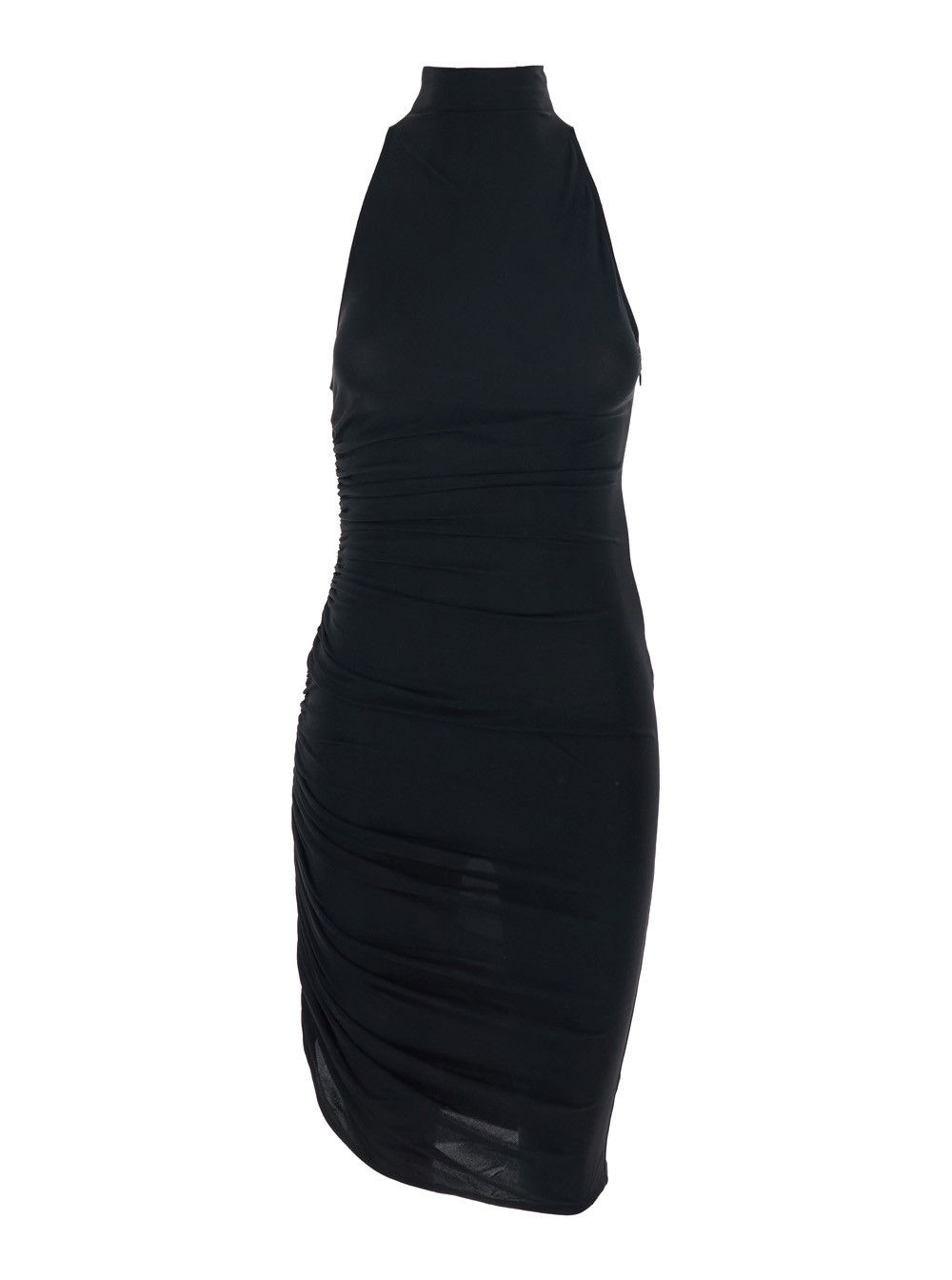 Jacquemus 'La Robe Piazza Courte' Black Dress with High Neck and Ruffle Details in Black Fabric Size M / US 6-8 / IT 42-44 - 1 Thumbnail