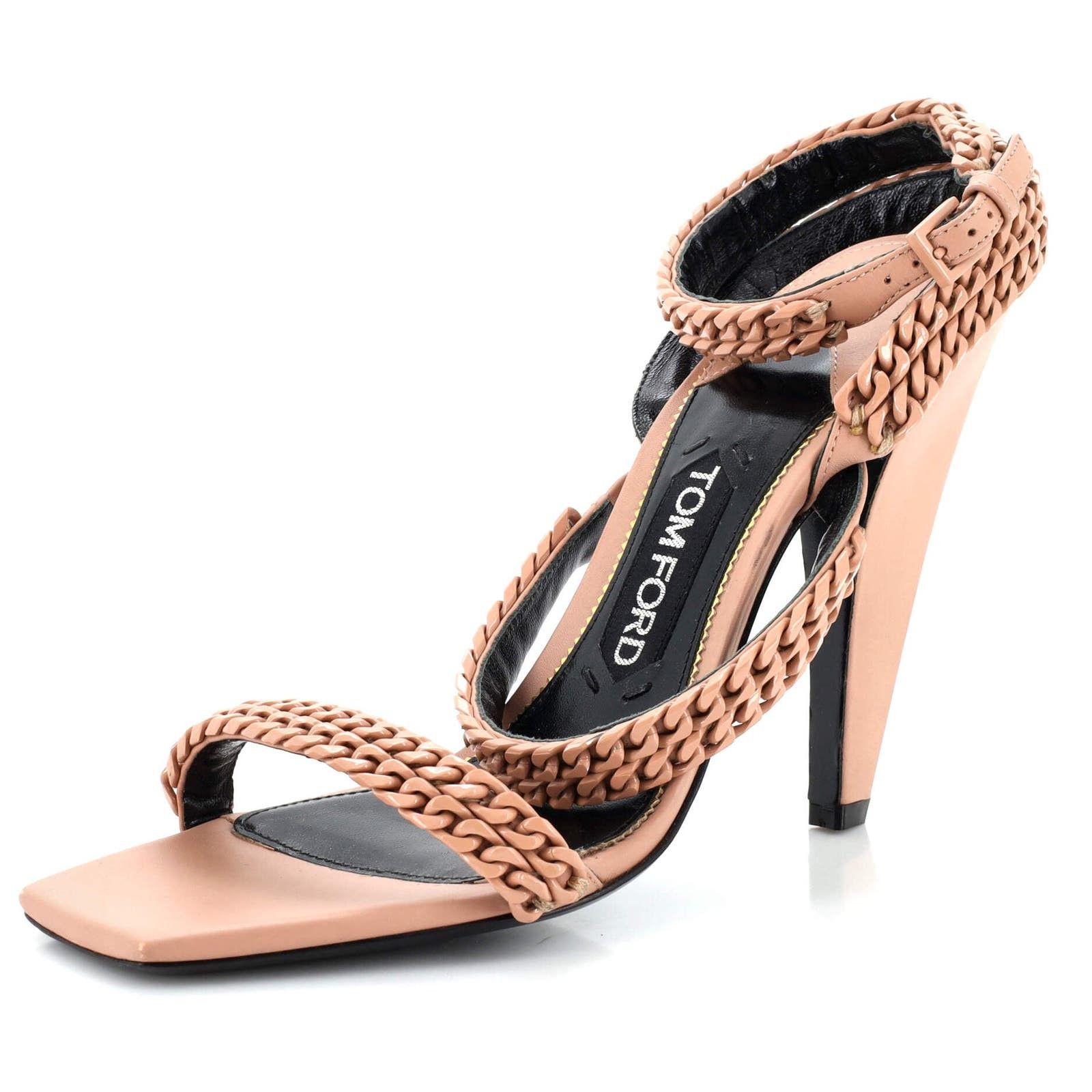 image of Tom Ford Women's Chain Strappy Heel Shoesed Sandals Leather None in Neutral (Size 8)