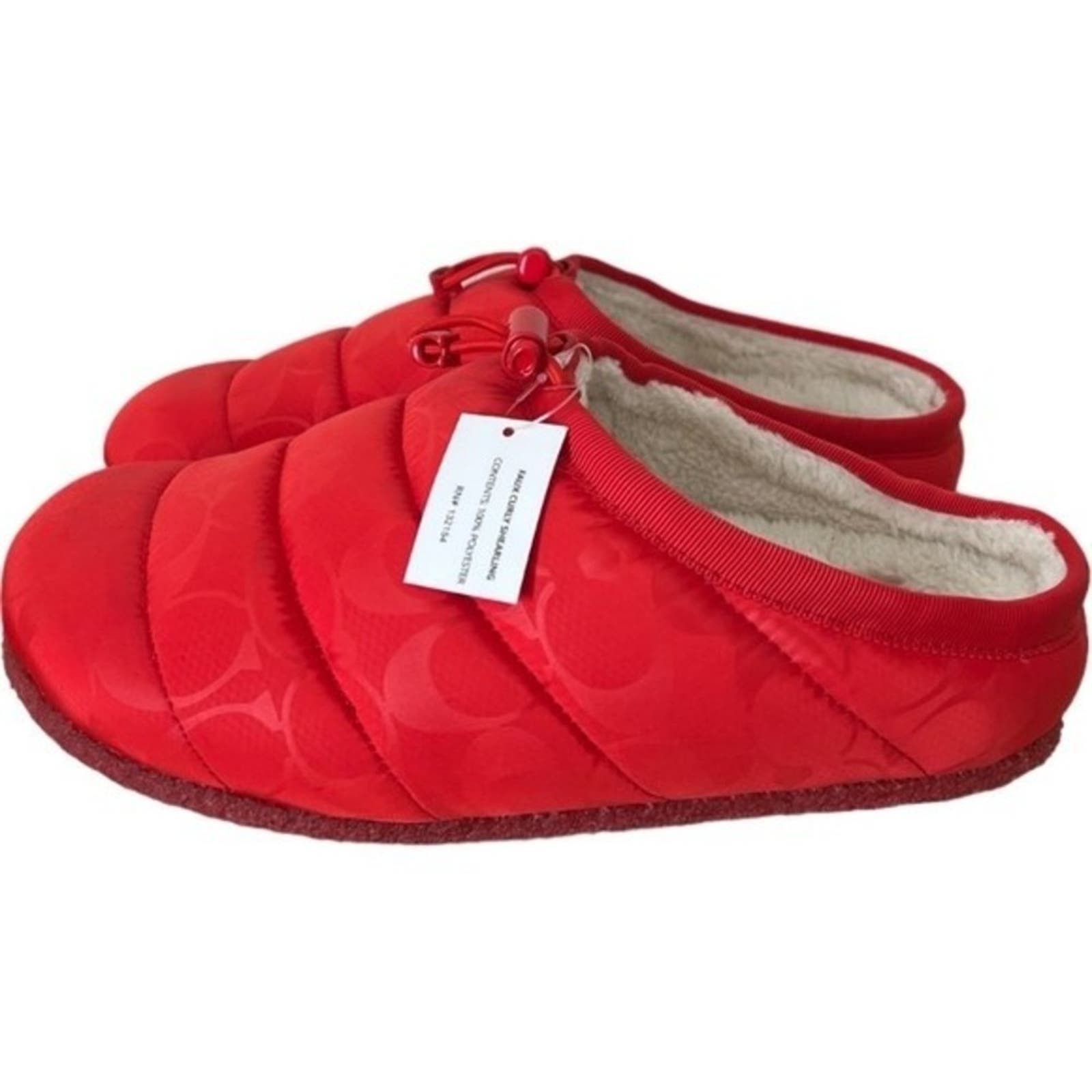 COACH Miami Red Rachelle Monogram Quilted Slippers, US6.5B