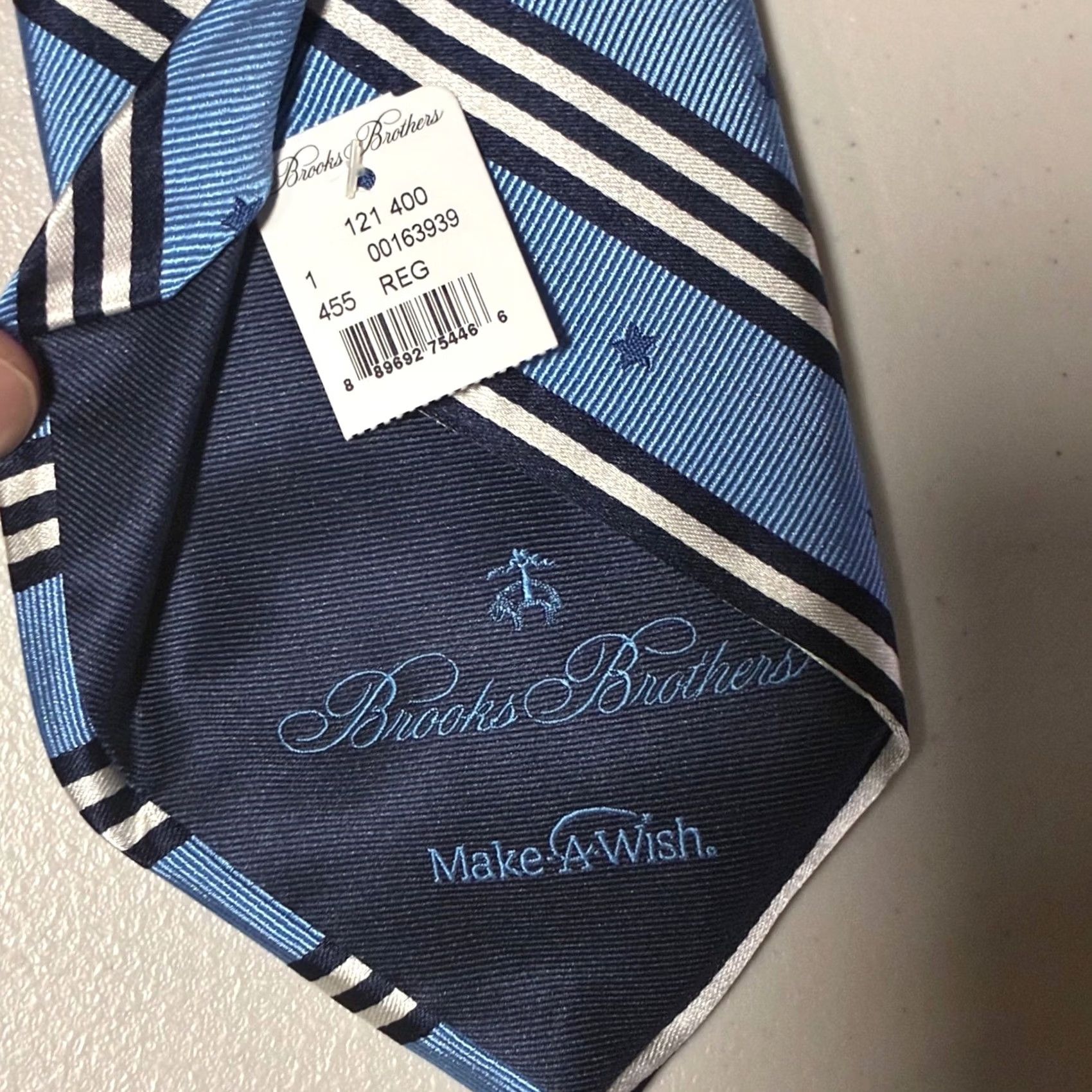 Brooks Brothers VINTAGE Brooks Brothers Silk Tie Star Striped Navy Blue Made USA Mens Size ONE SIZE - 2 Thumbnail