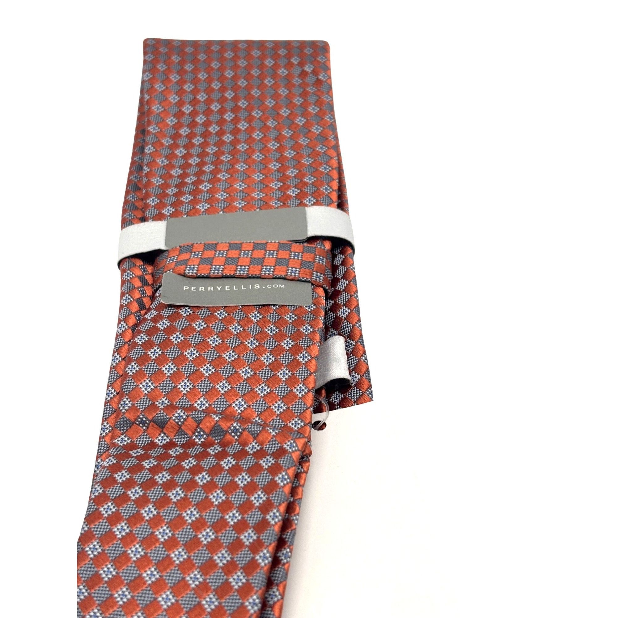 Perry Ellis Perry Ellis Portfolio Classic Length necktie, Coral/Gray, OS Size ONE SIZE - 5 Thumbnail