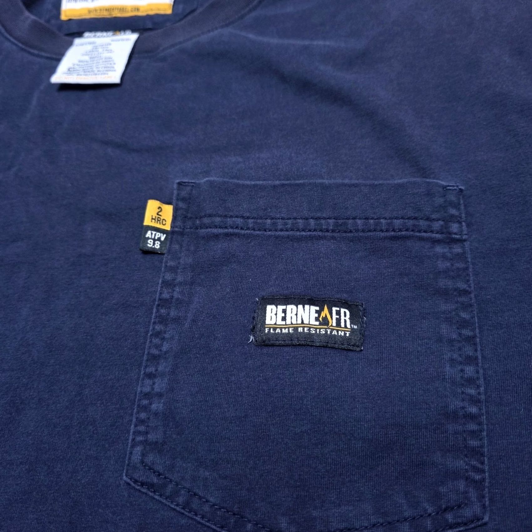 Vintage Berne Flame Resistant Crewneck Pocket T-Shirt Long Sleeve Size Large Tall Blue Men Size US L / EU 52-54 / 3 - 4 Thumbnail