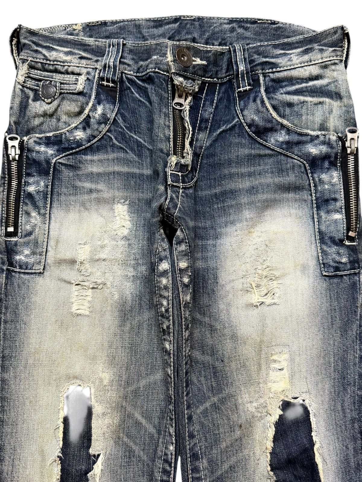 Tornado Mart Vintage Y2K Faded Wash Avant Garde Style Distressed Bootcut Size US 32 / EU 48 - 3 Thumbnail