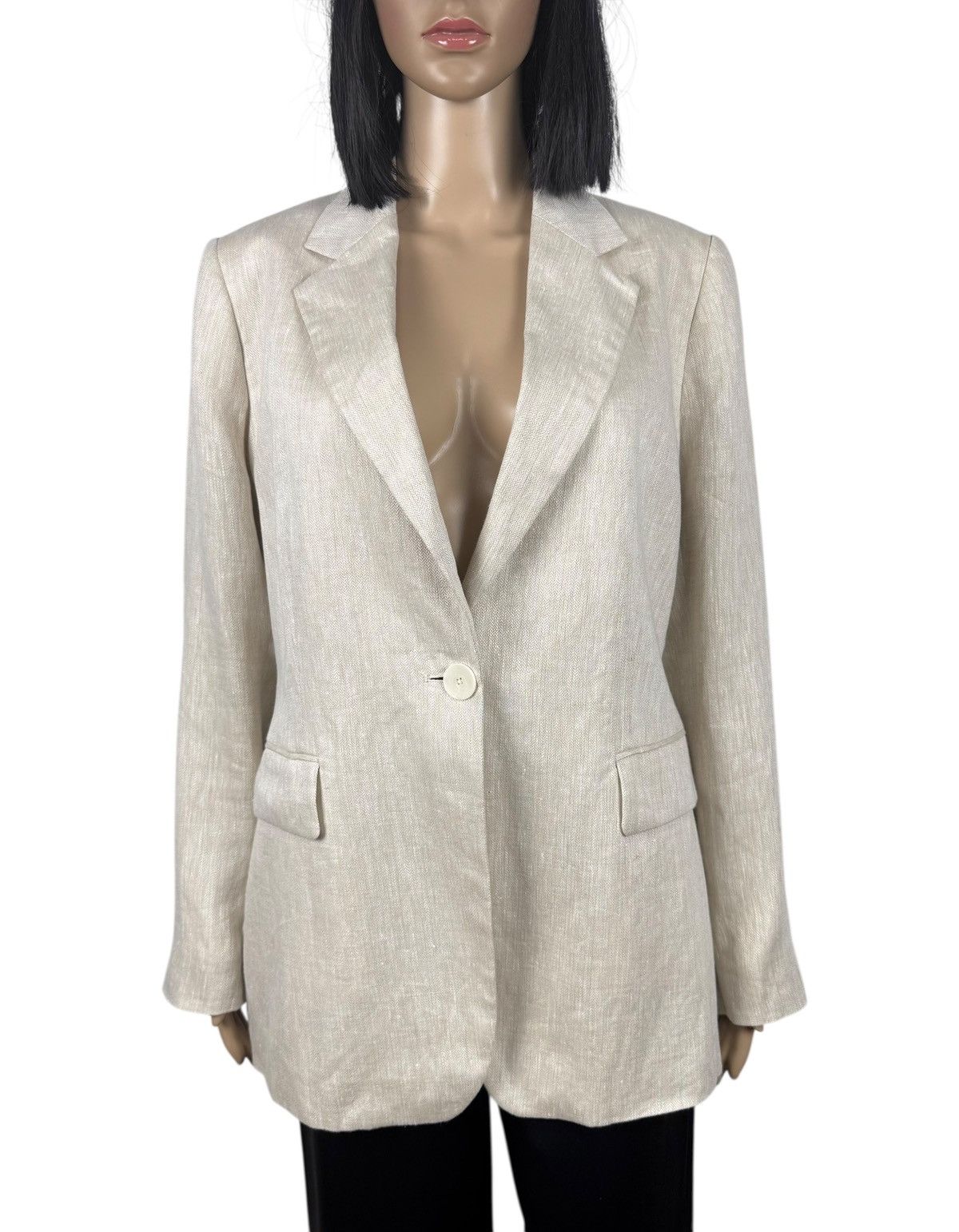Massimo Dutti Massimo Dutti Linen Blazer Ivory size US8 EU40 Size M / US 6-8 / IT 42-44 - 2 Thumbnail